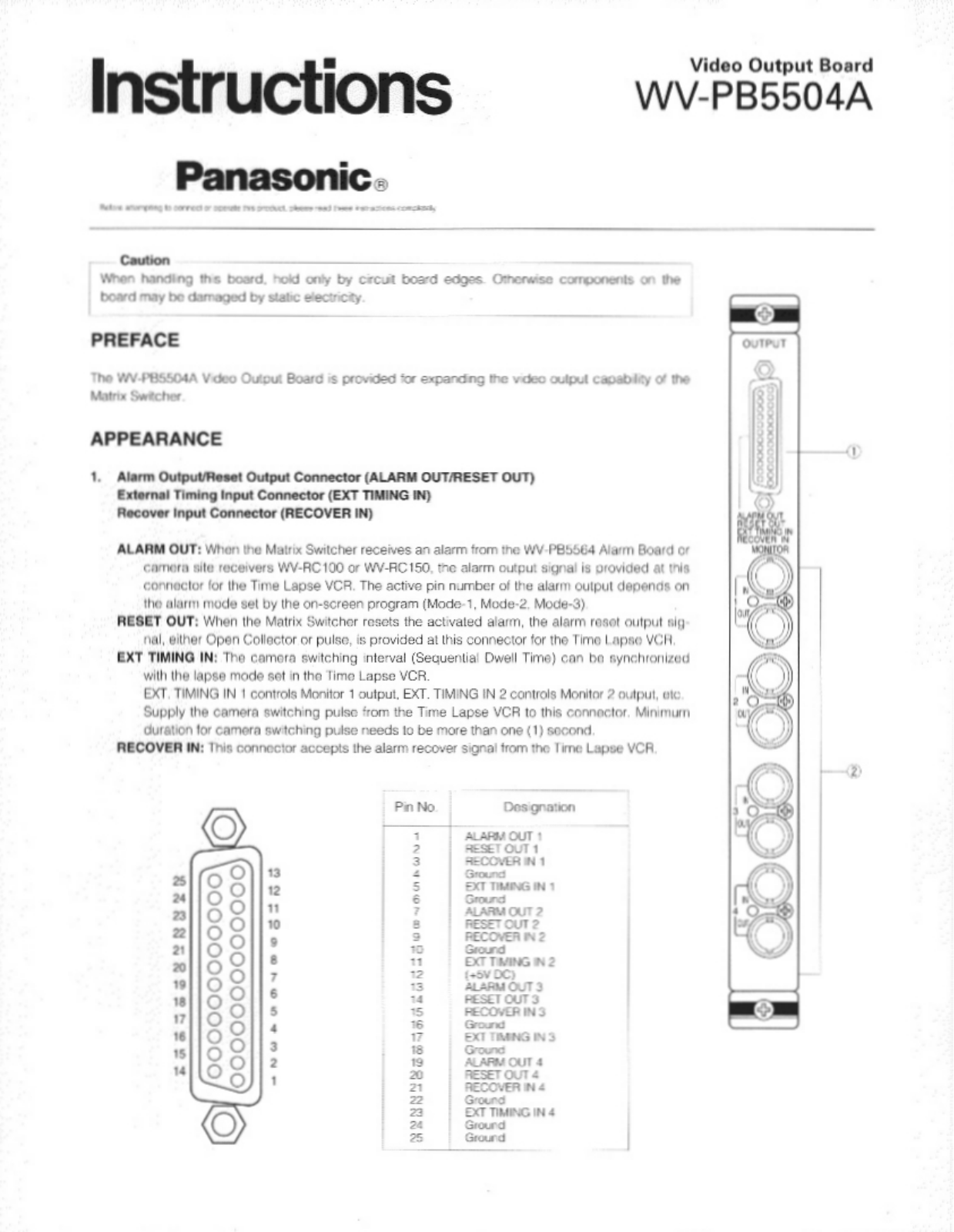 Panasonic WV-PB5504 User Manual