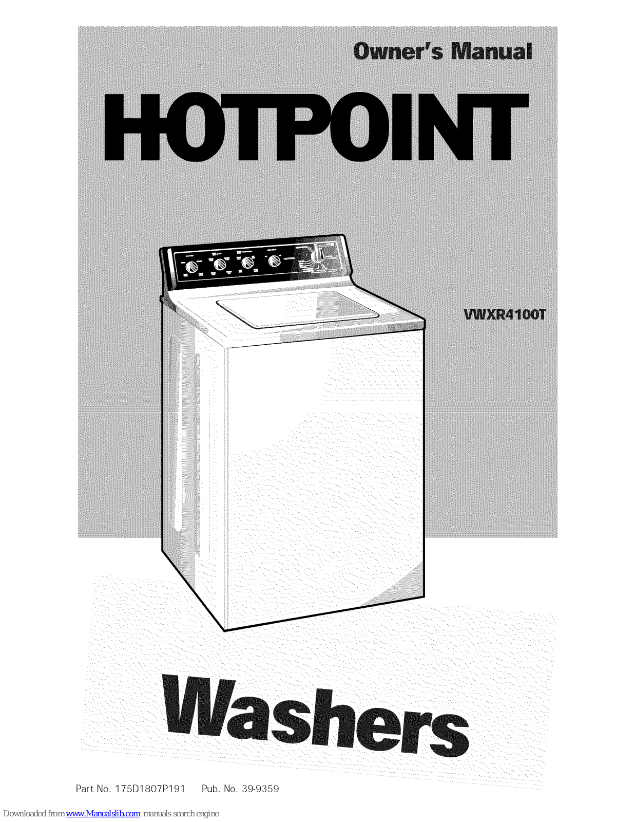 Hotpoint VWXR4100T Owner's Manual