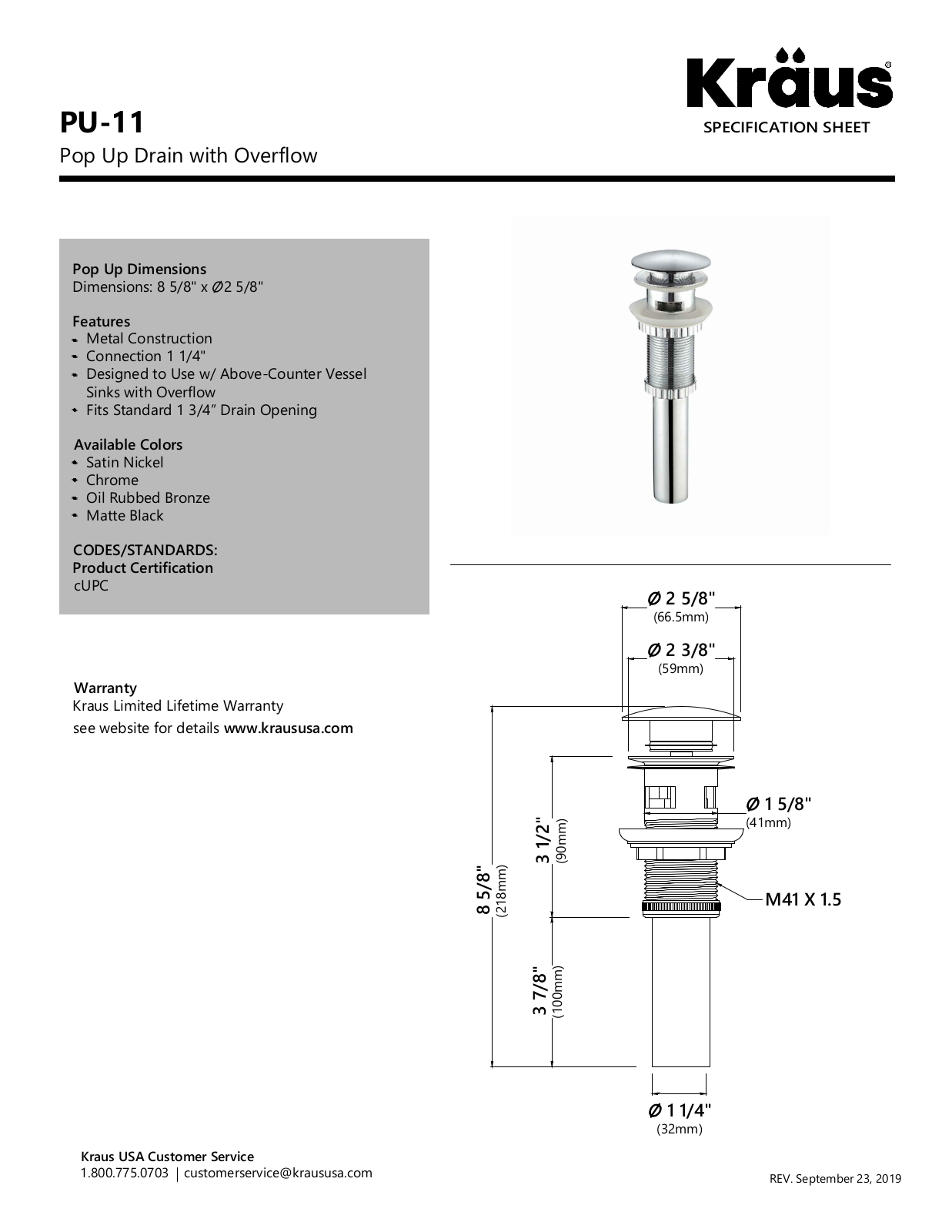 Kraus KUS10322 Specifications - ManualMachine.com