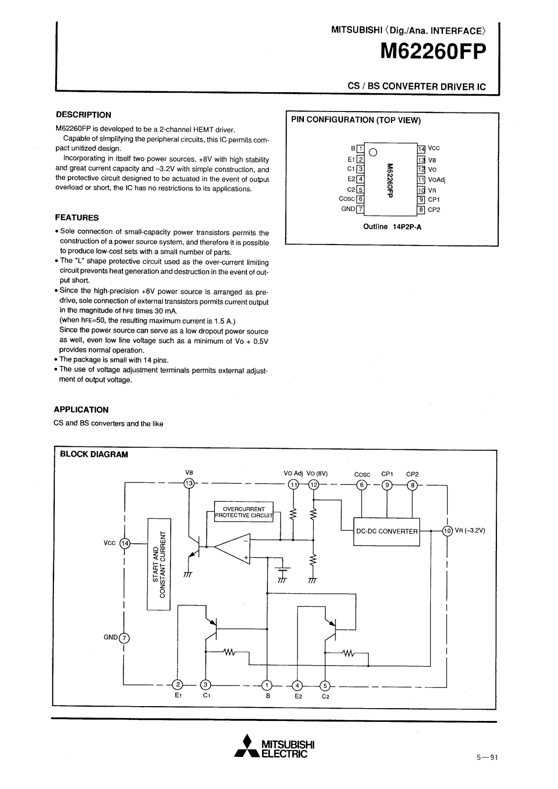 Mitsubishi M62260FP Datasheet