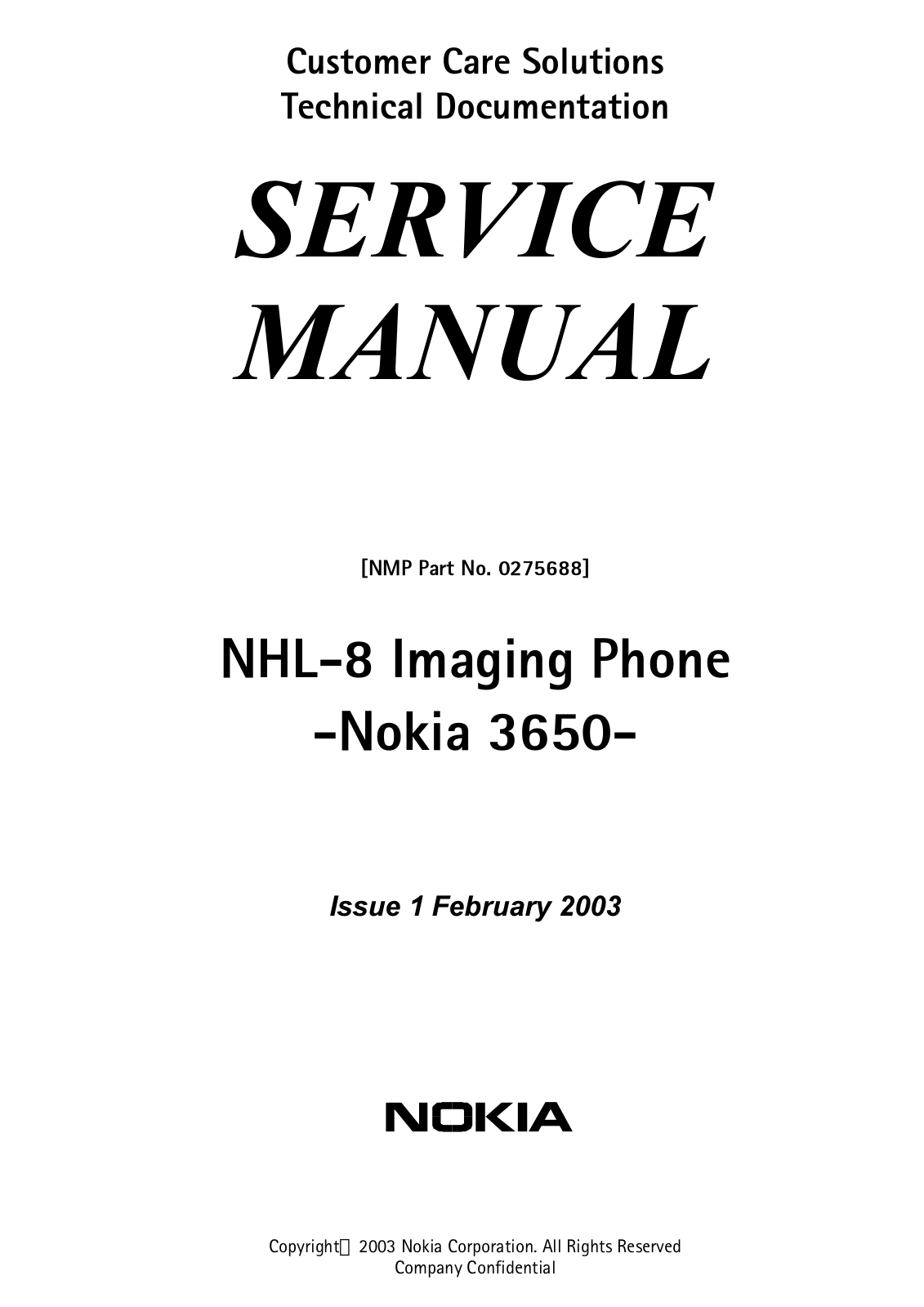 Nokia 3650, 3660 Service Manual 00 nhl8 front