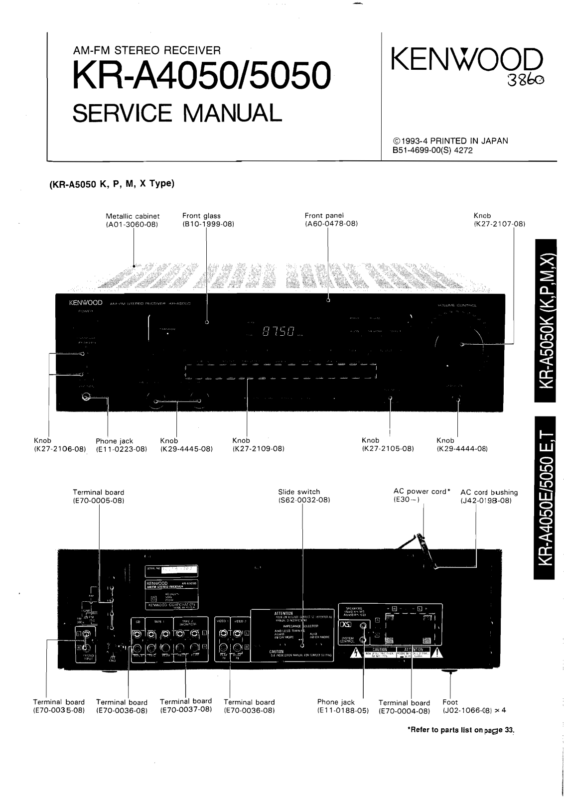Kenwood KR-A5050, KR-A4050 Service Manual