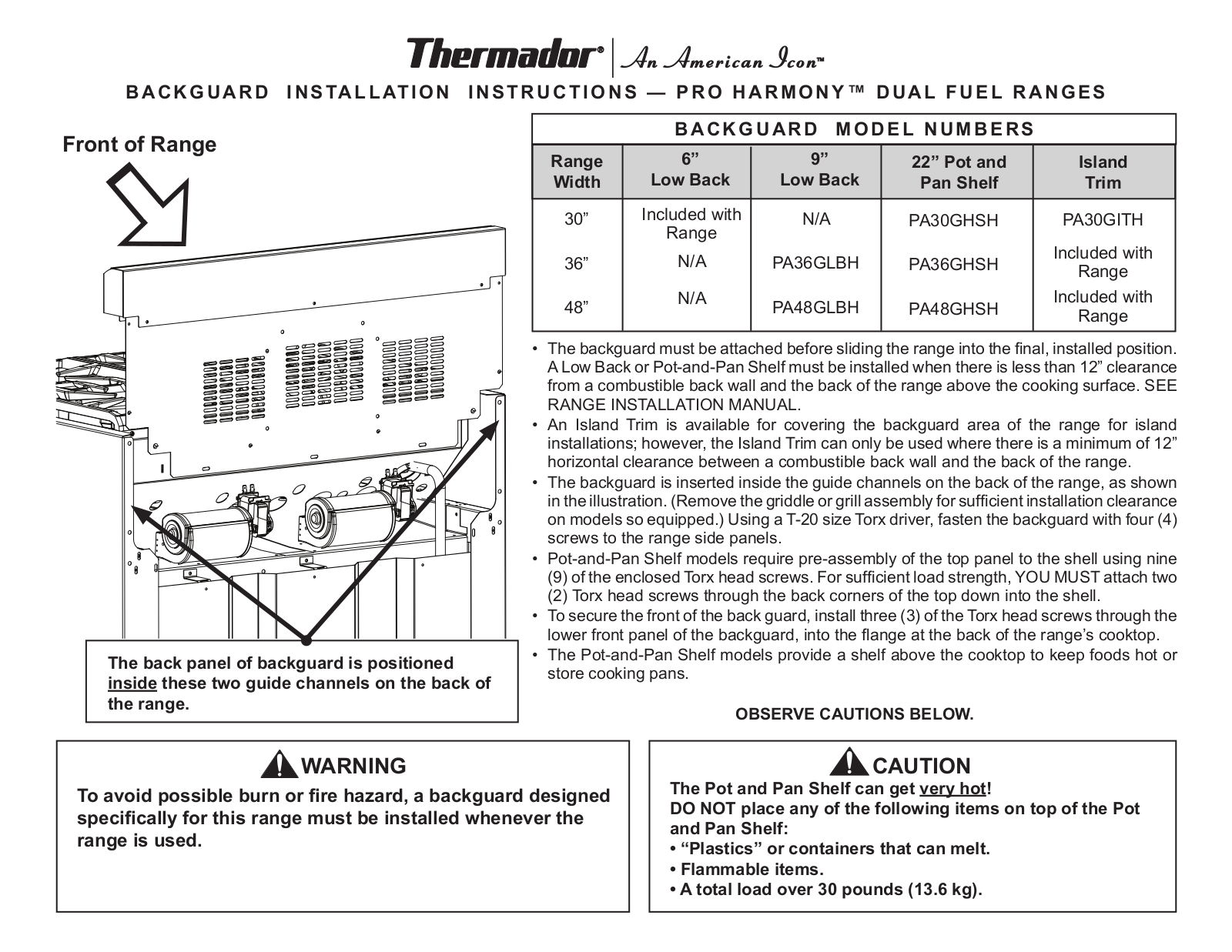 Thermador PA48GLBH Installation