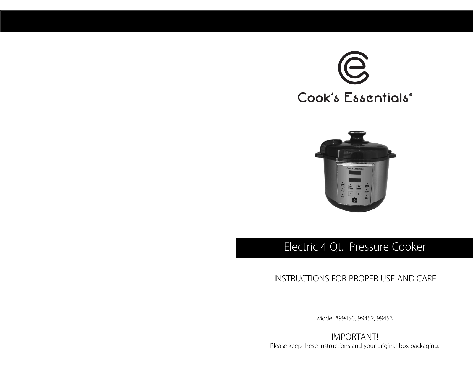 Cook’s Essentials 99452, 99453, 99450 User Manual