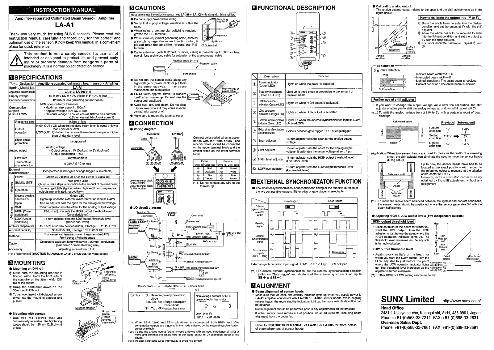 Panasonic LA-A1 Installation  Manual