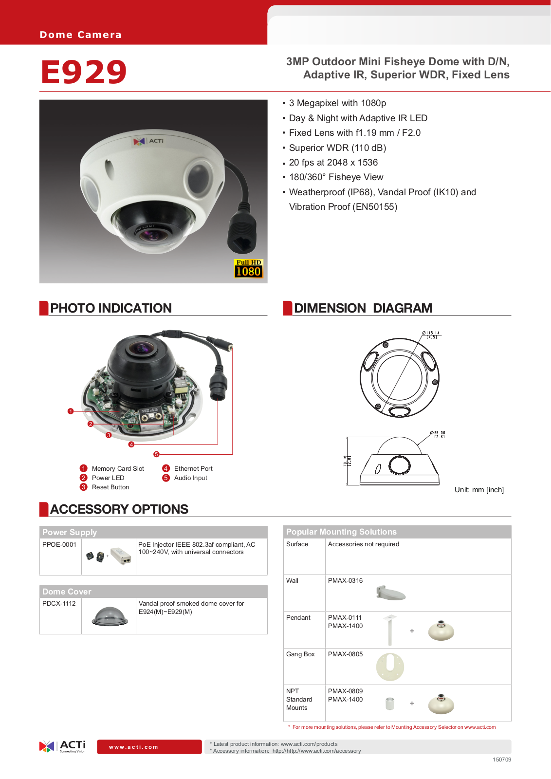 ACTi E929 Specsheet