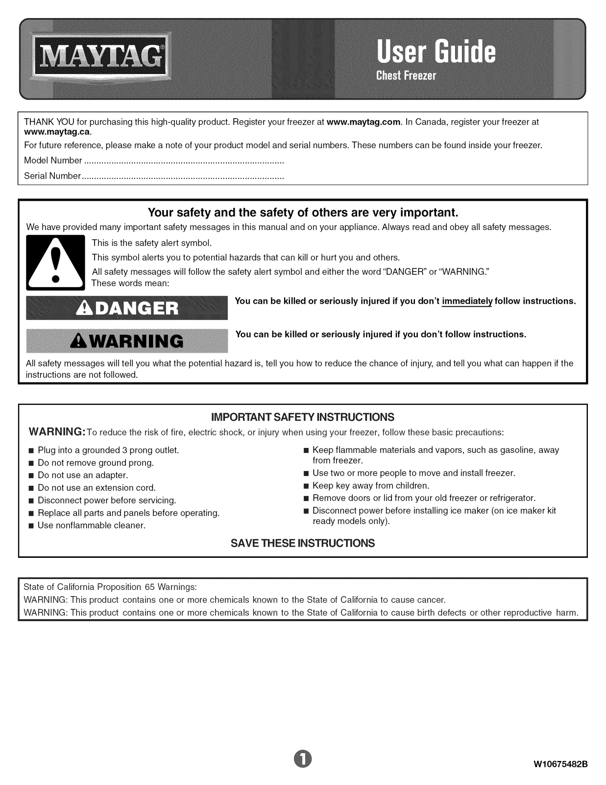 Maytag MZC31T15DW00, MZC31T15DW01, MZC3122FW01, MZC3122FW00 Owner’s Manual