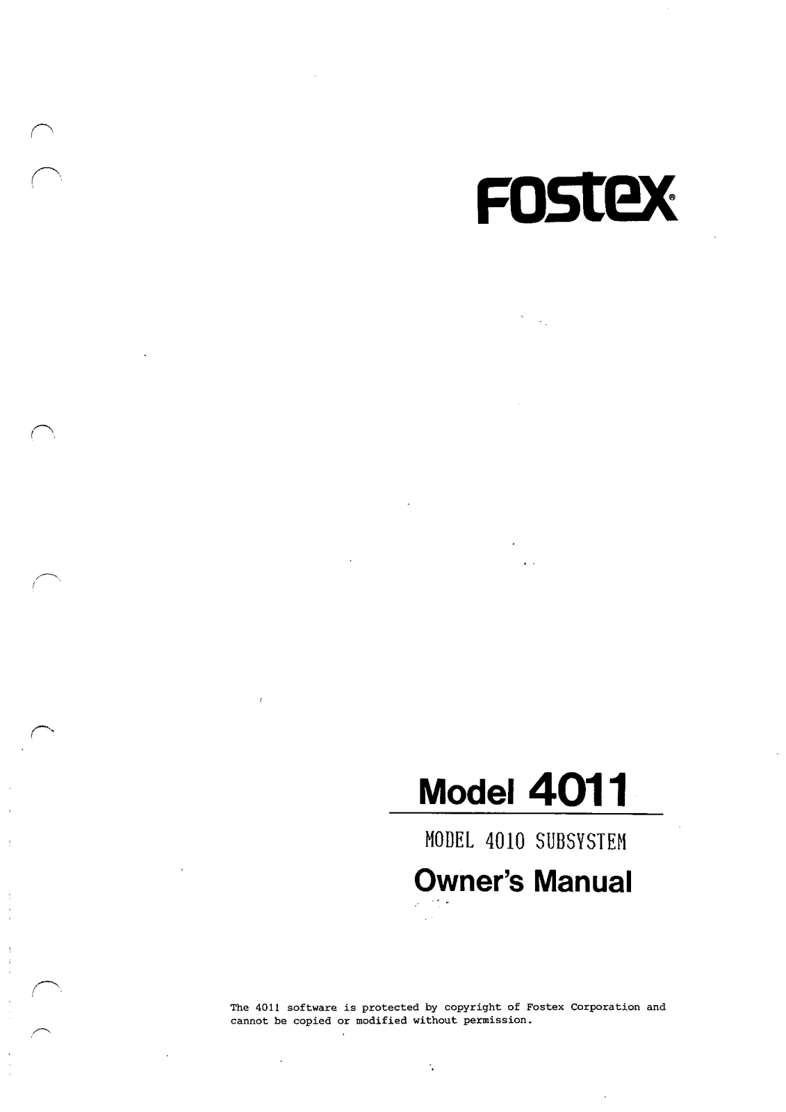 Fostex 4011 Owners Manual