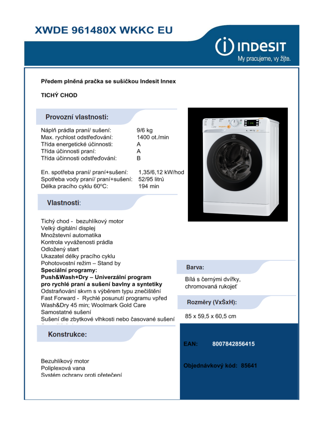 Indesit XWDE 961480X WKKC EU User Manual