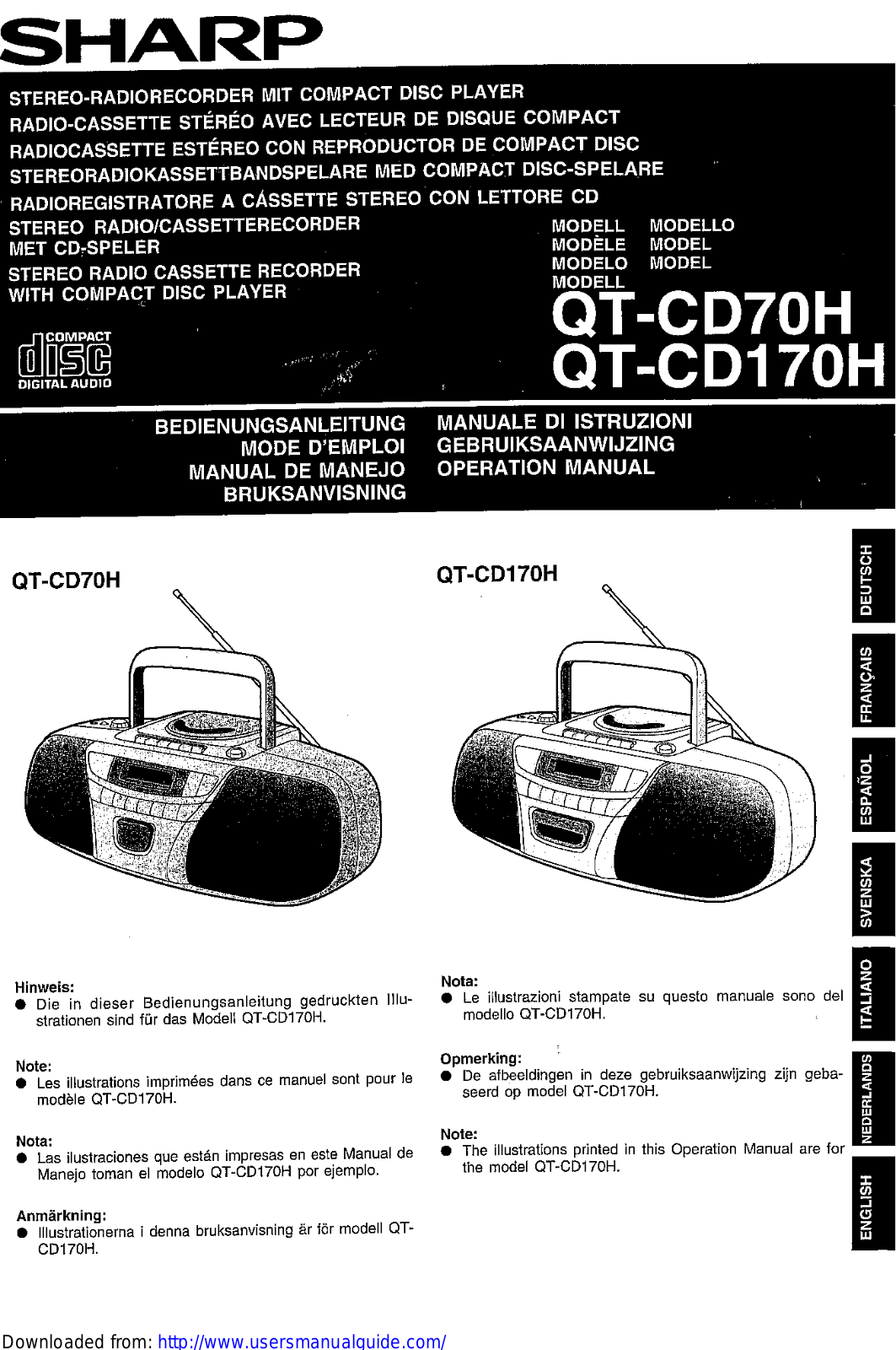 SHARP QT-170H User Manual