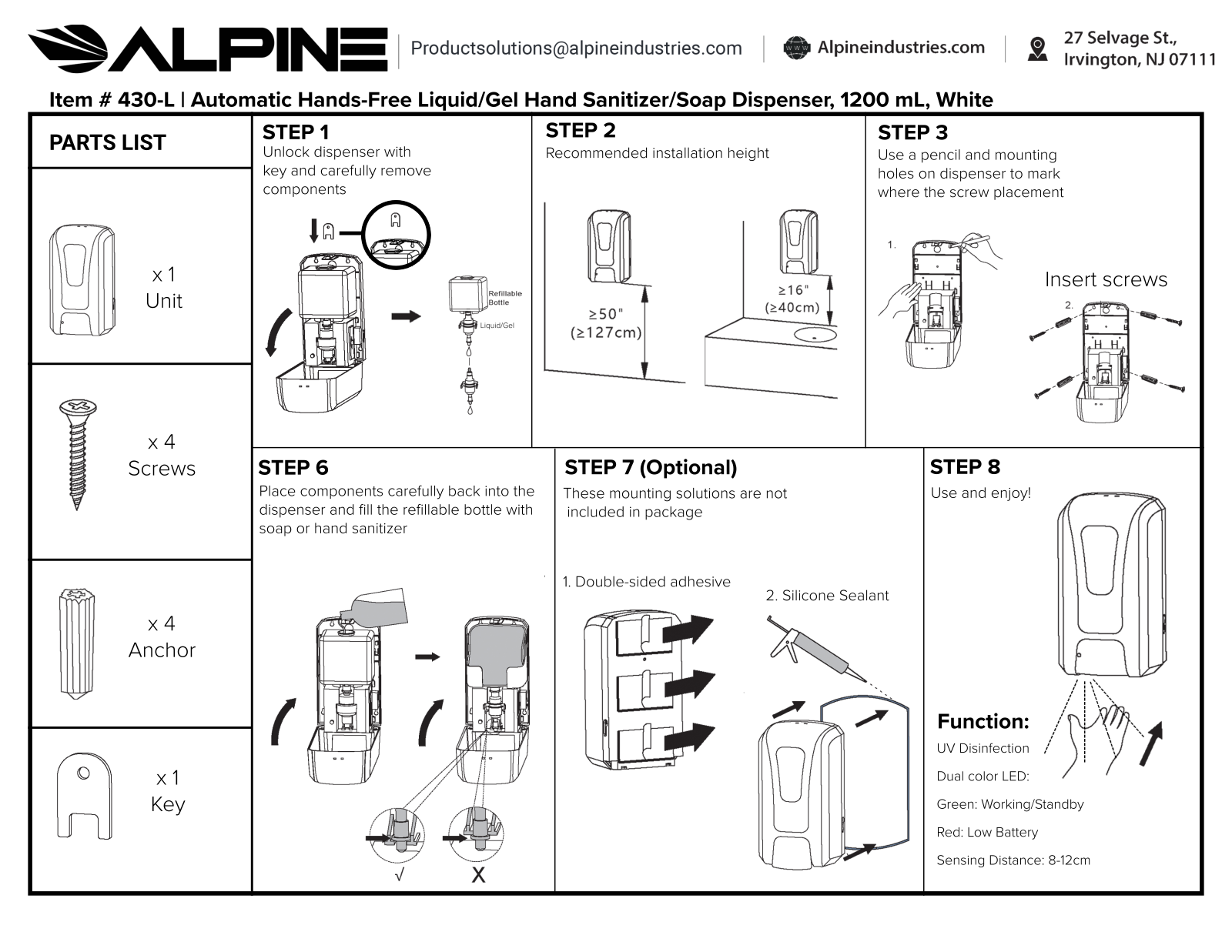 Alpine Industries APPN1372 Installation & Assembly - ManualMachine.com