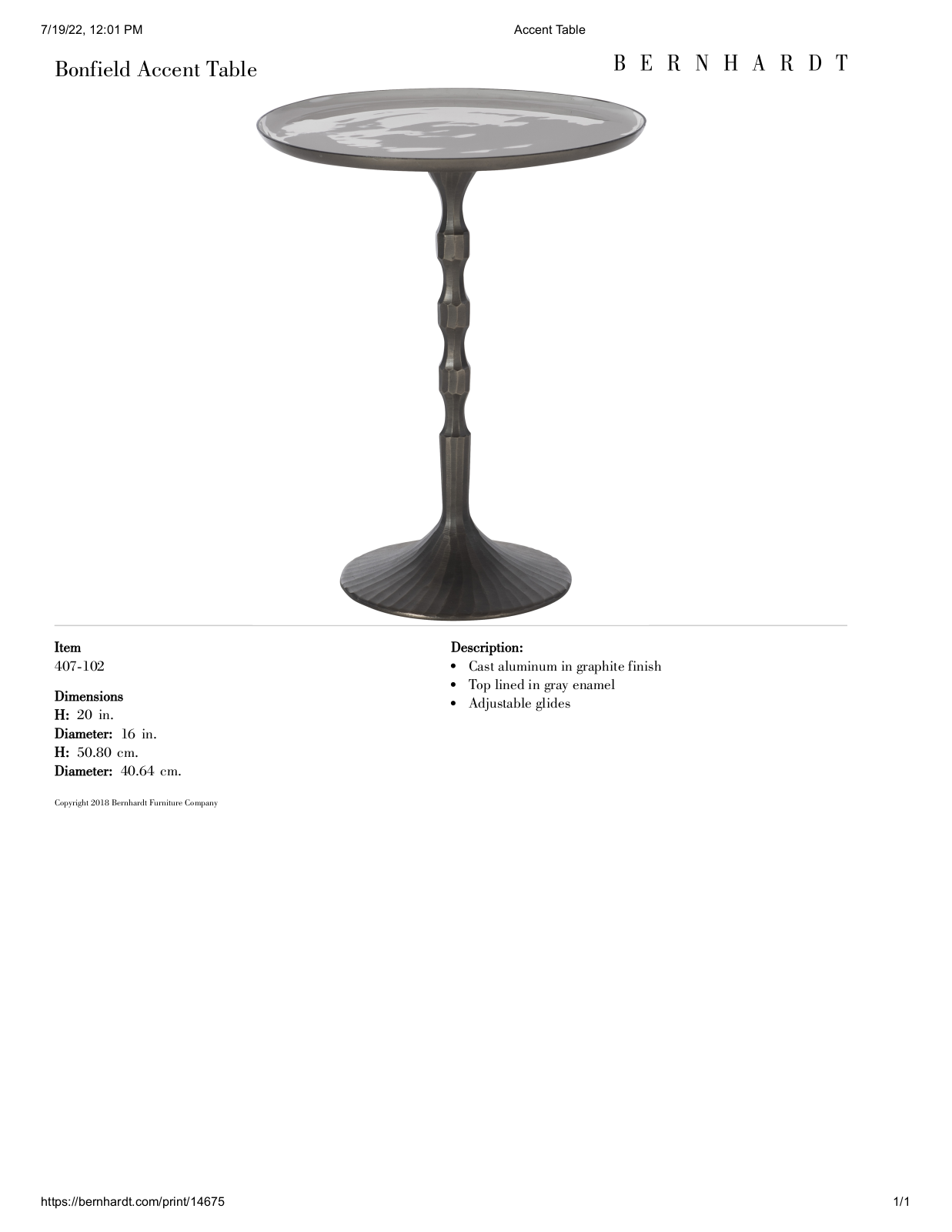 Bernhardt BHT12979 Specifications - ManualMachine.com