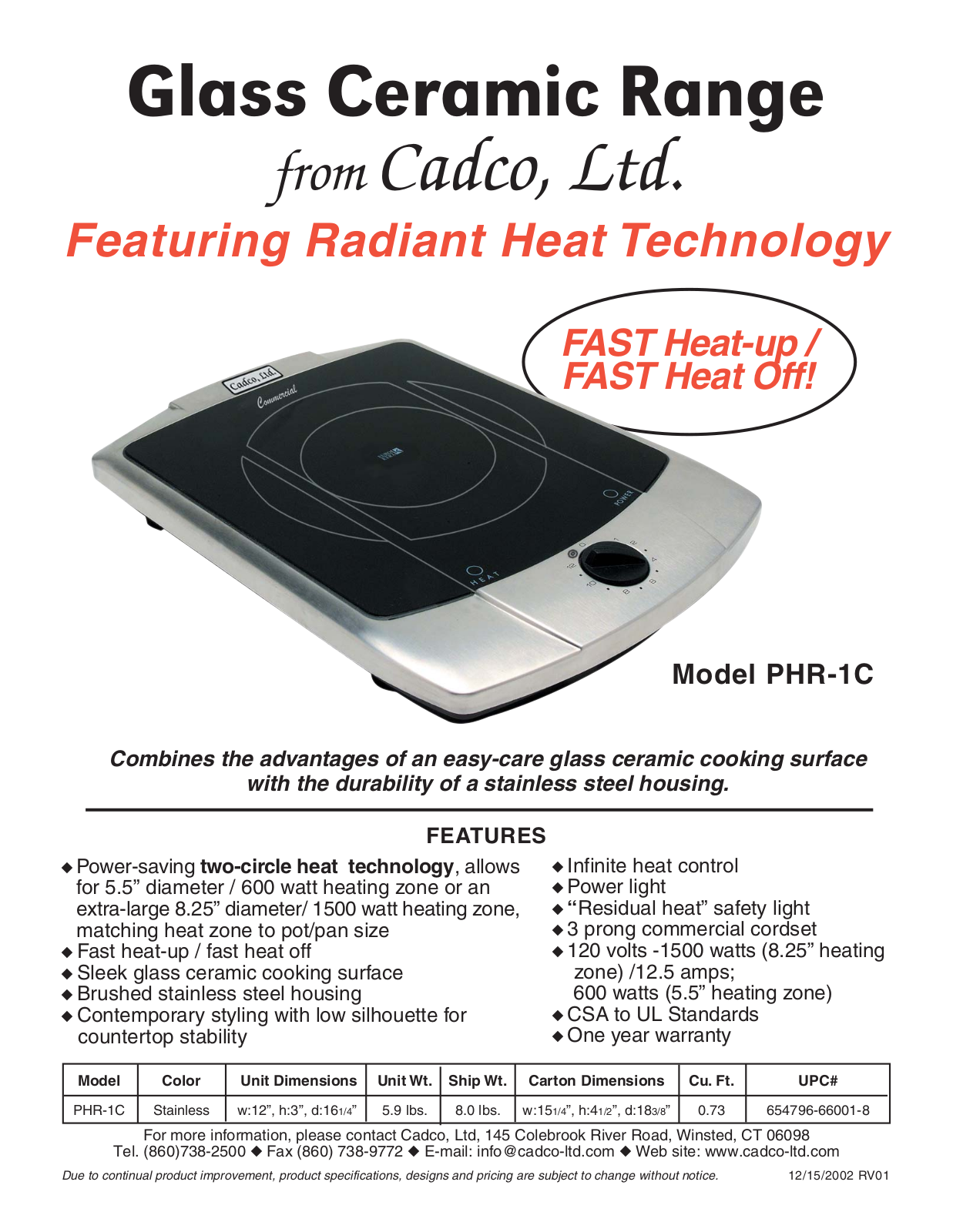 Cadco PHR-1C User Manual