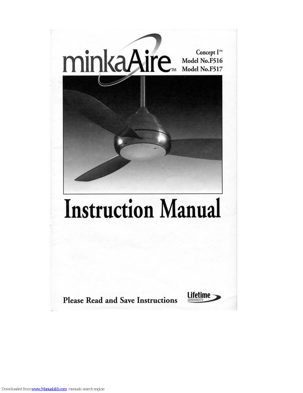 Minka-Aire F516, F517, Concept I F516, Concept I F517 Instruction Manual