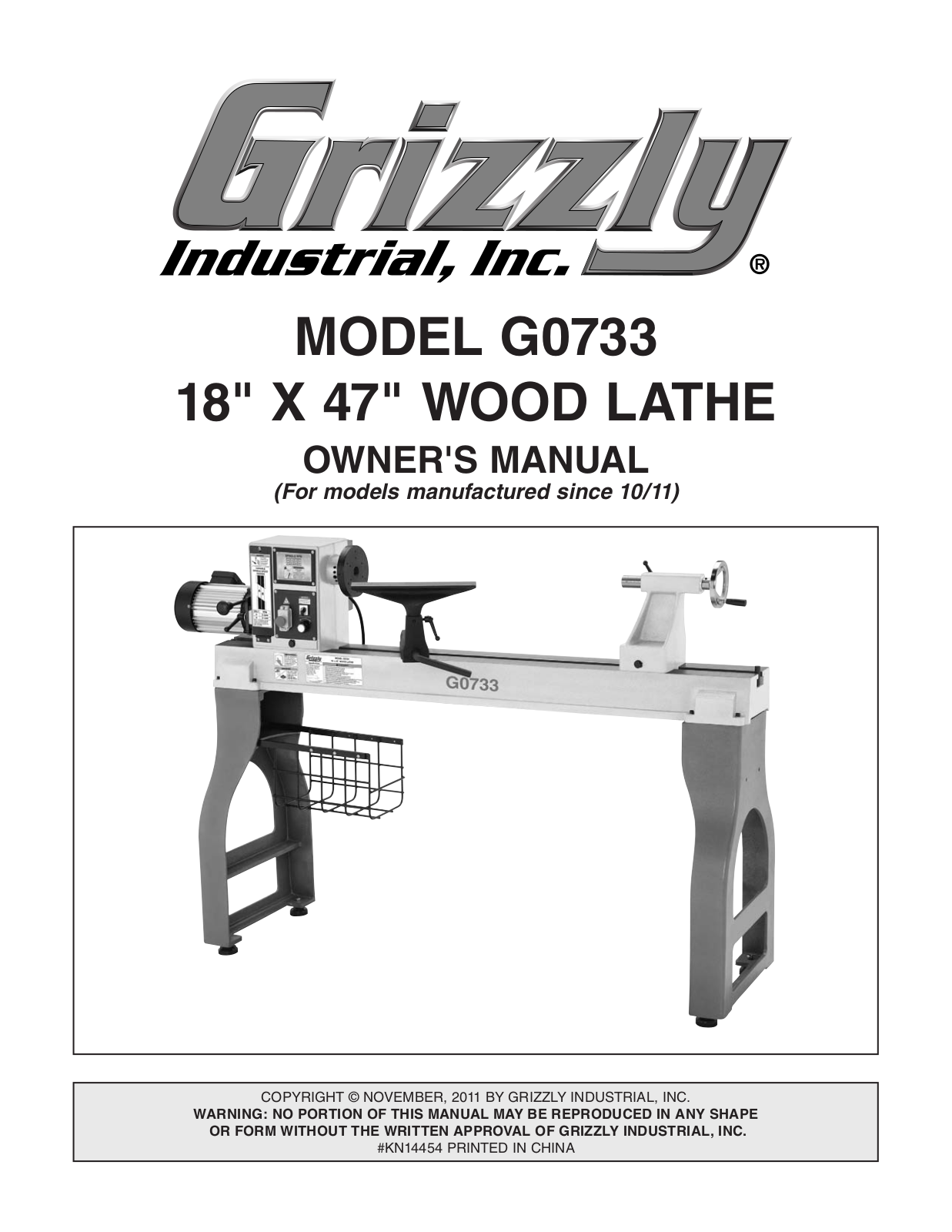 Grizzly G0733 User Manual