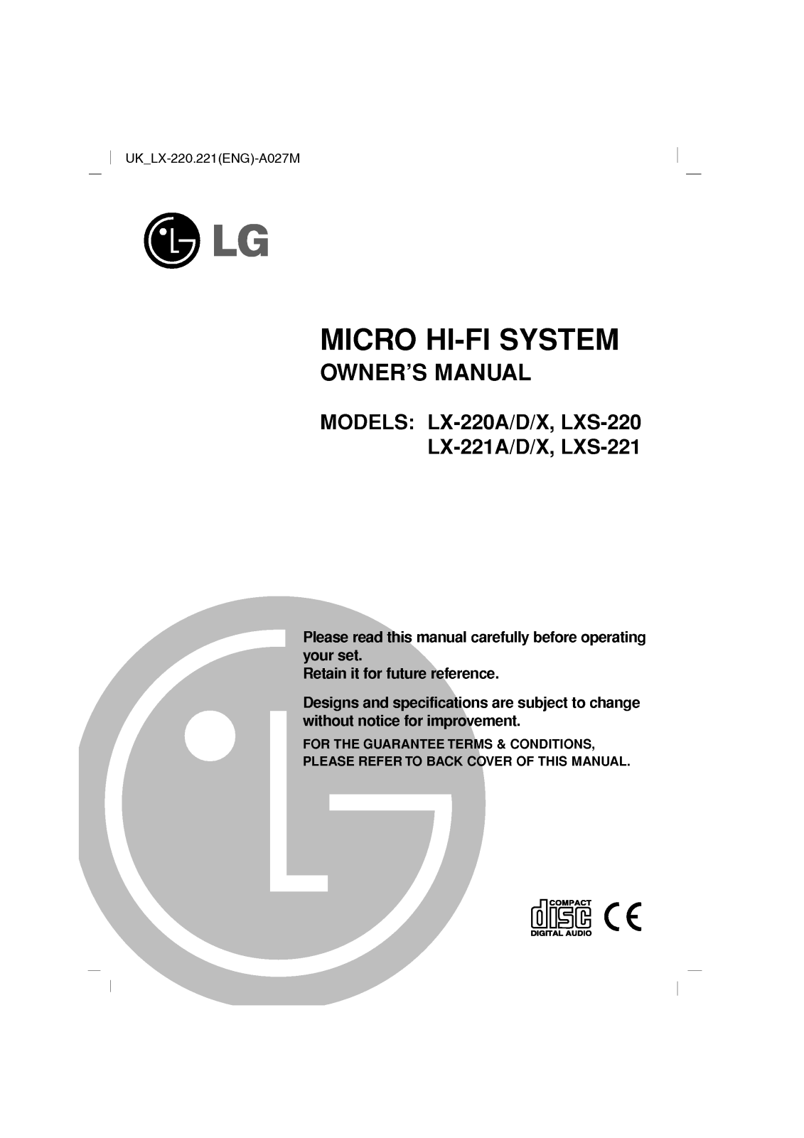 LG LX-221D User Manual