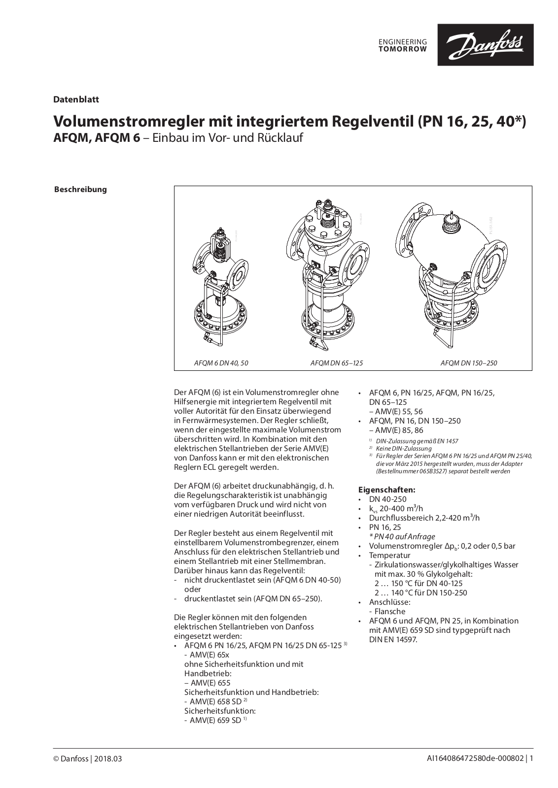 Danfoss AFQM, AFQM 6 Data sheet