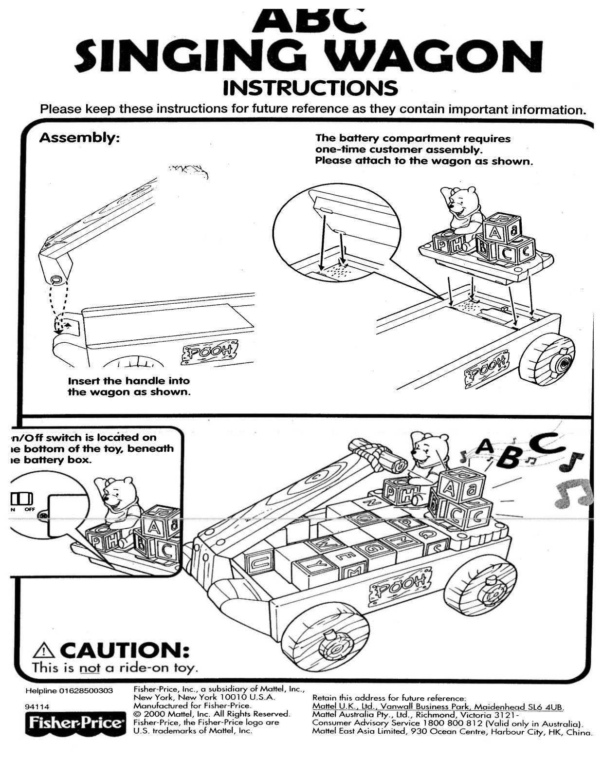 Fisher-Price 94114 Instruction Sheet