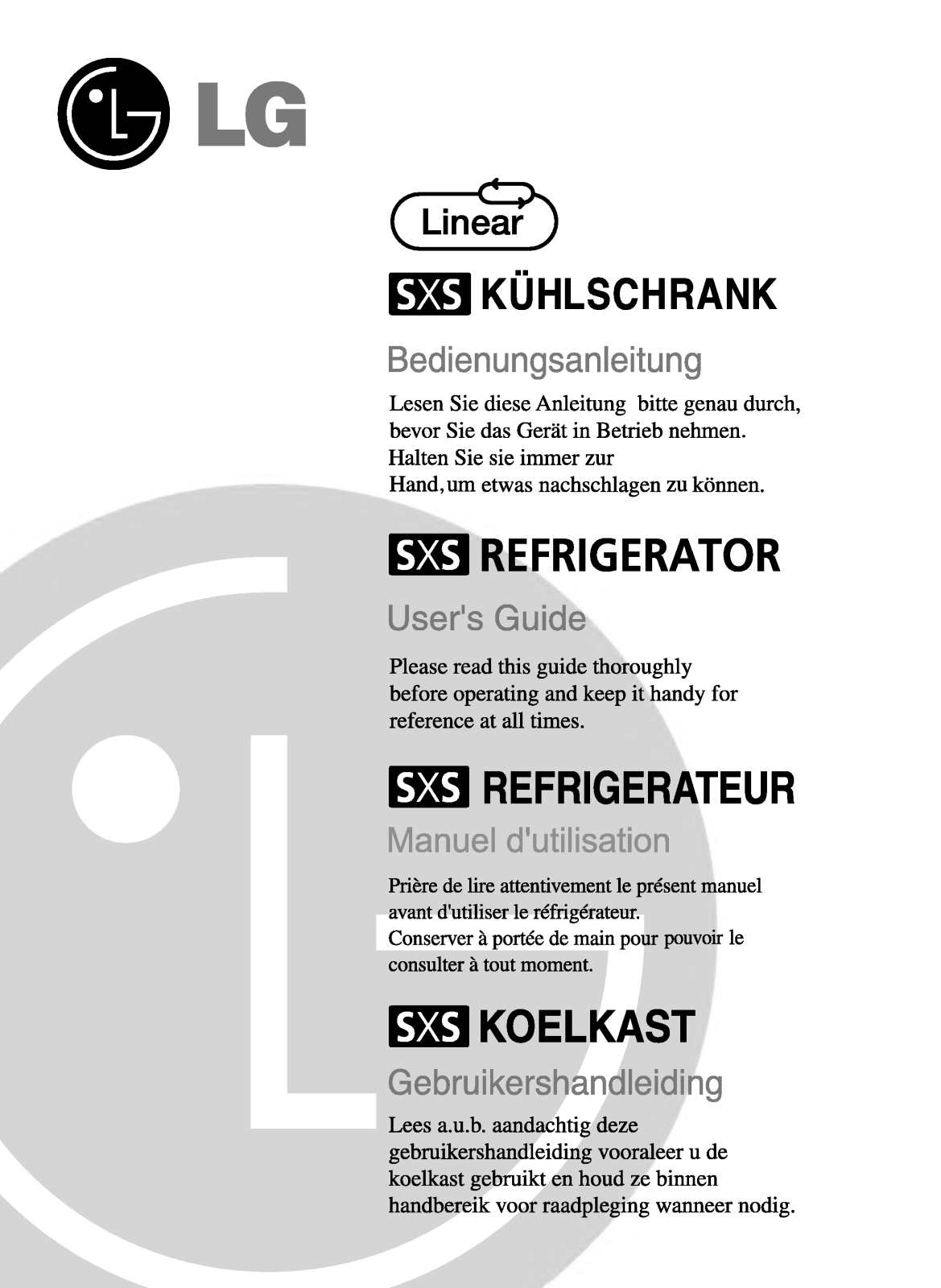 LG GR-L218PABV User Manual