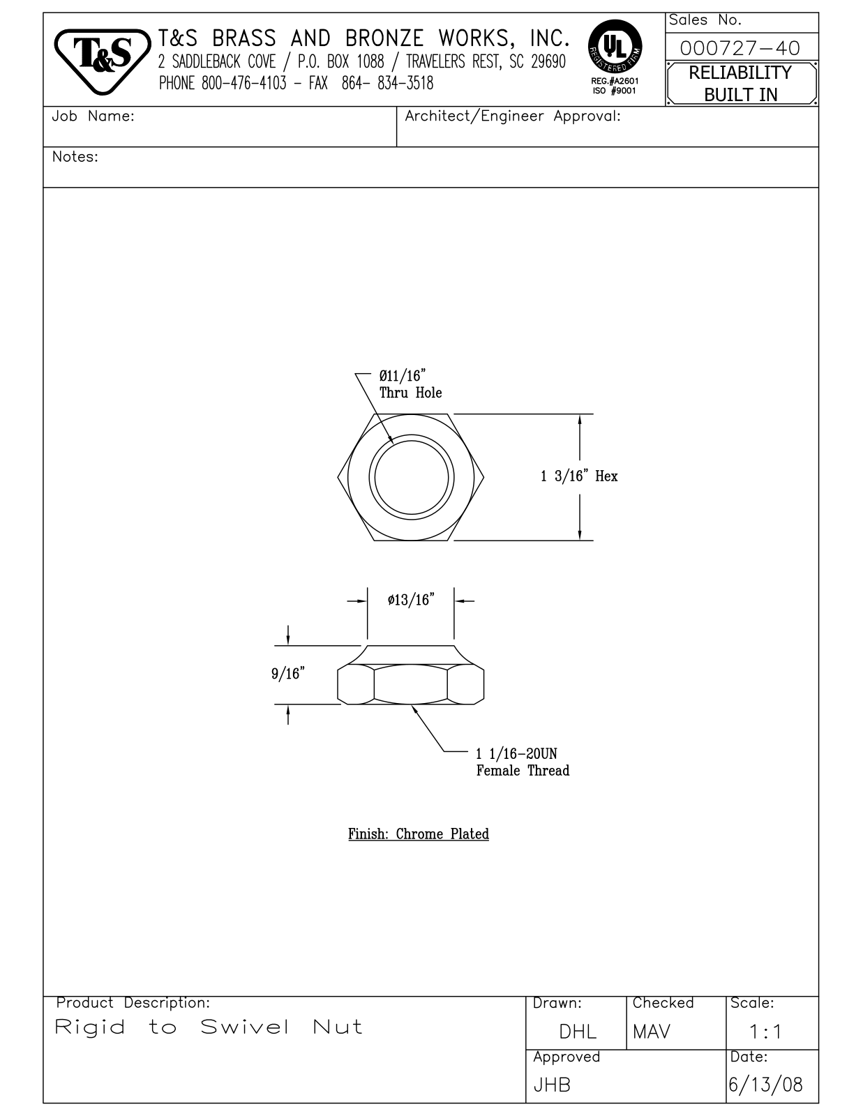 T&S Brass 000727-40 User Manual