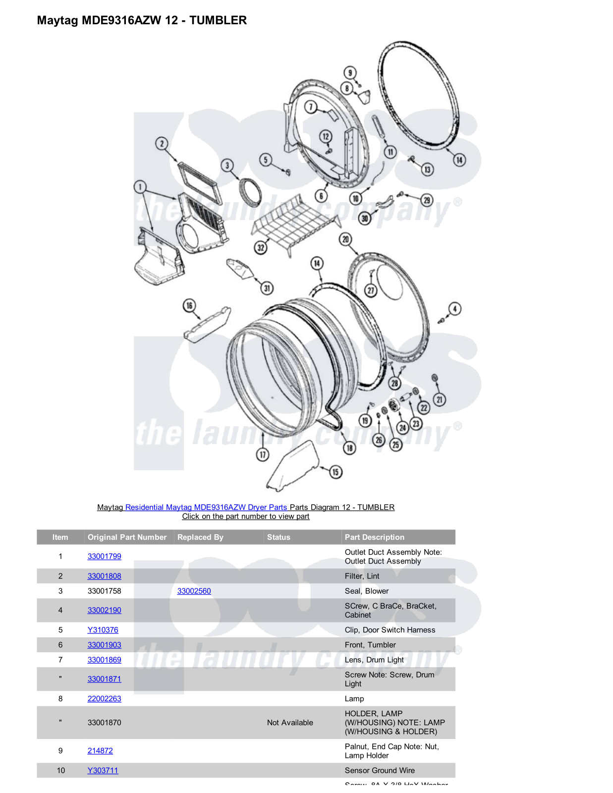 Maytag MDE9316AZW Parts Diagram