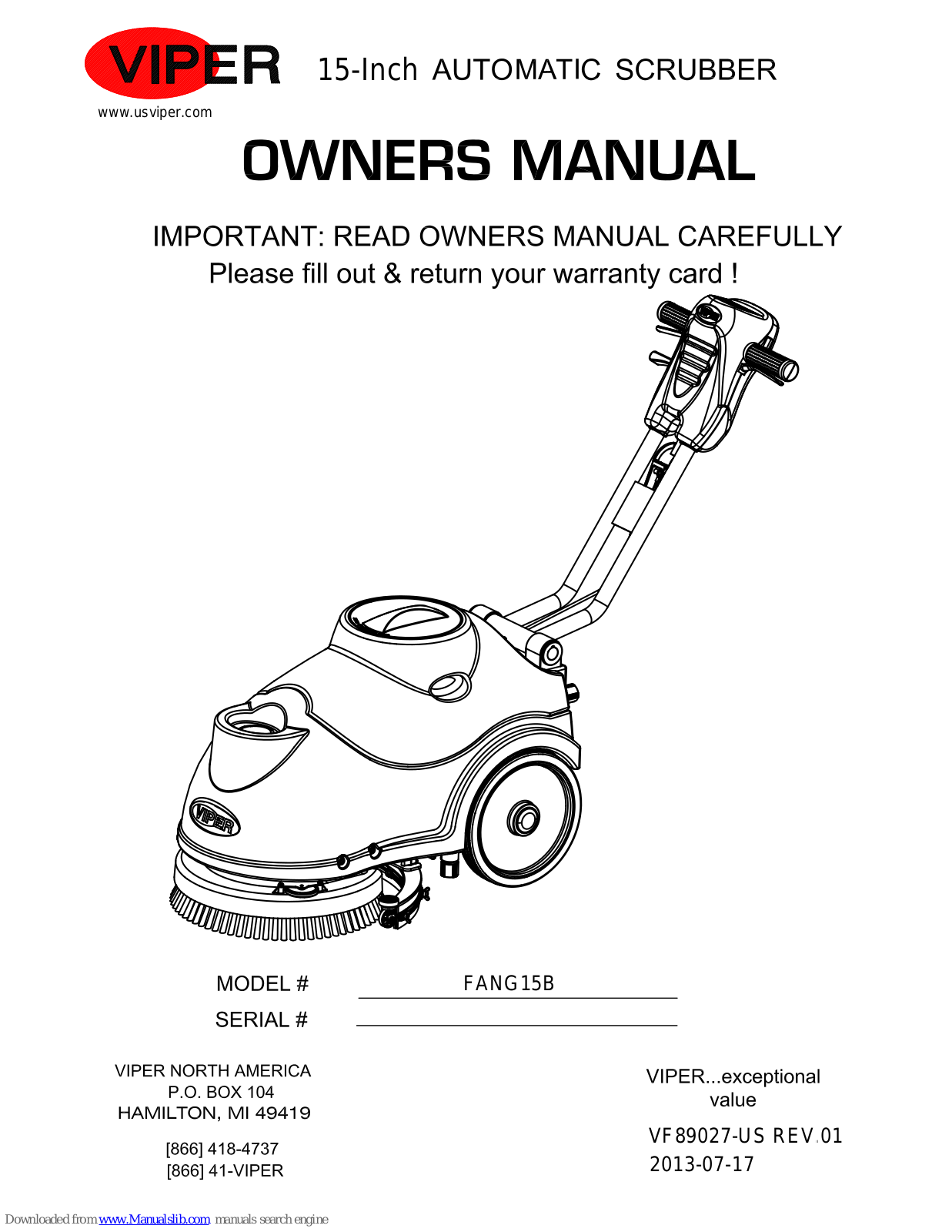 Viper Fang15B Owner's Manual