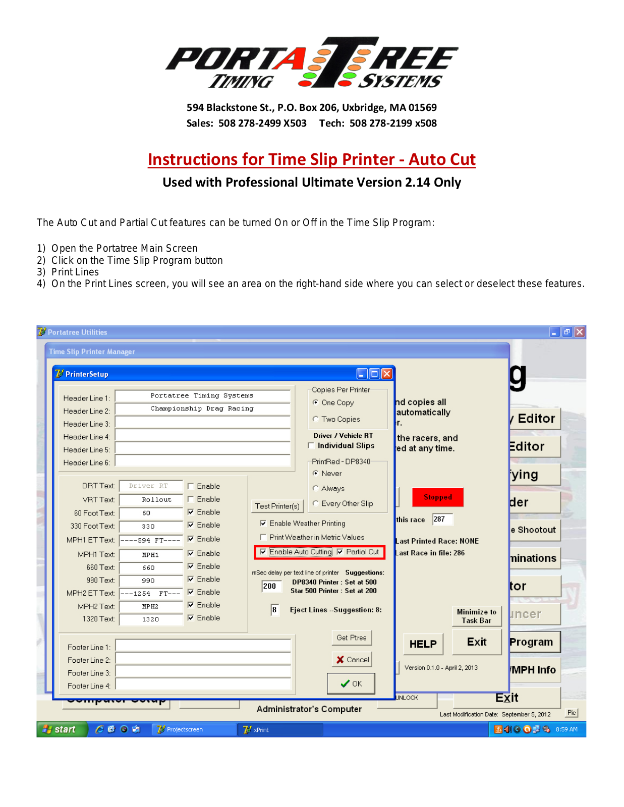 PortaTree Auto Cut Time Slip Printer User Manual