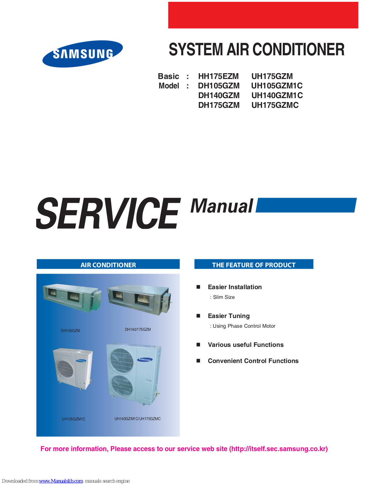 Samsung HH175EZM, UH175GZM, DH105GZM, UH105GZM1C, DH140GZM Service Manual