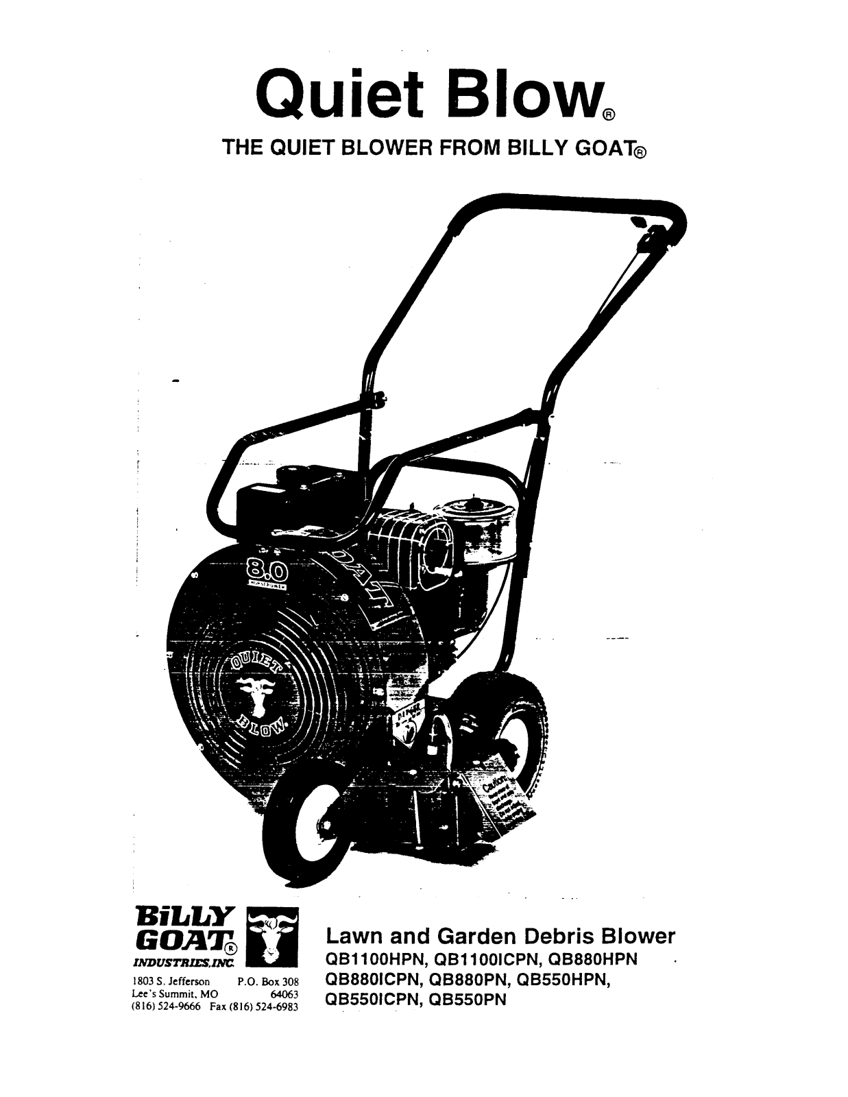 Billy Goat QB1100HPN User Manual