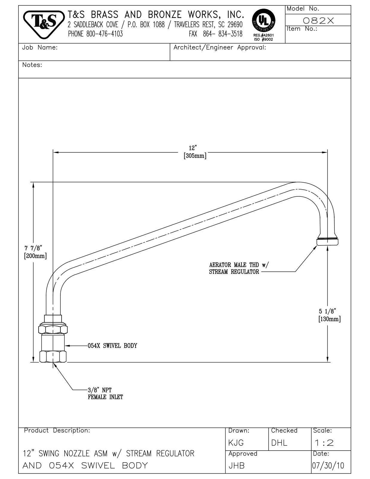 T&S Brass 082X User Manual - ManualMachine.com