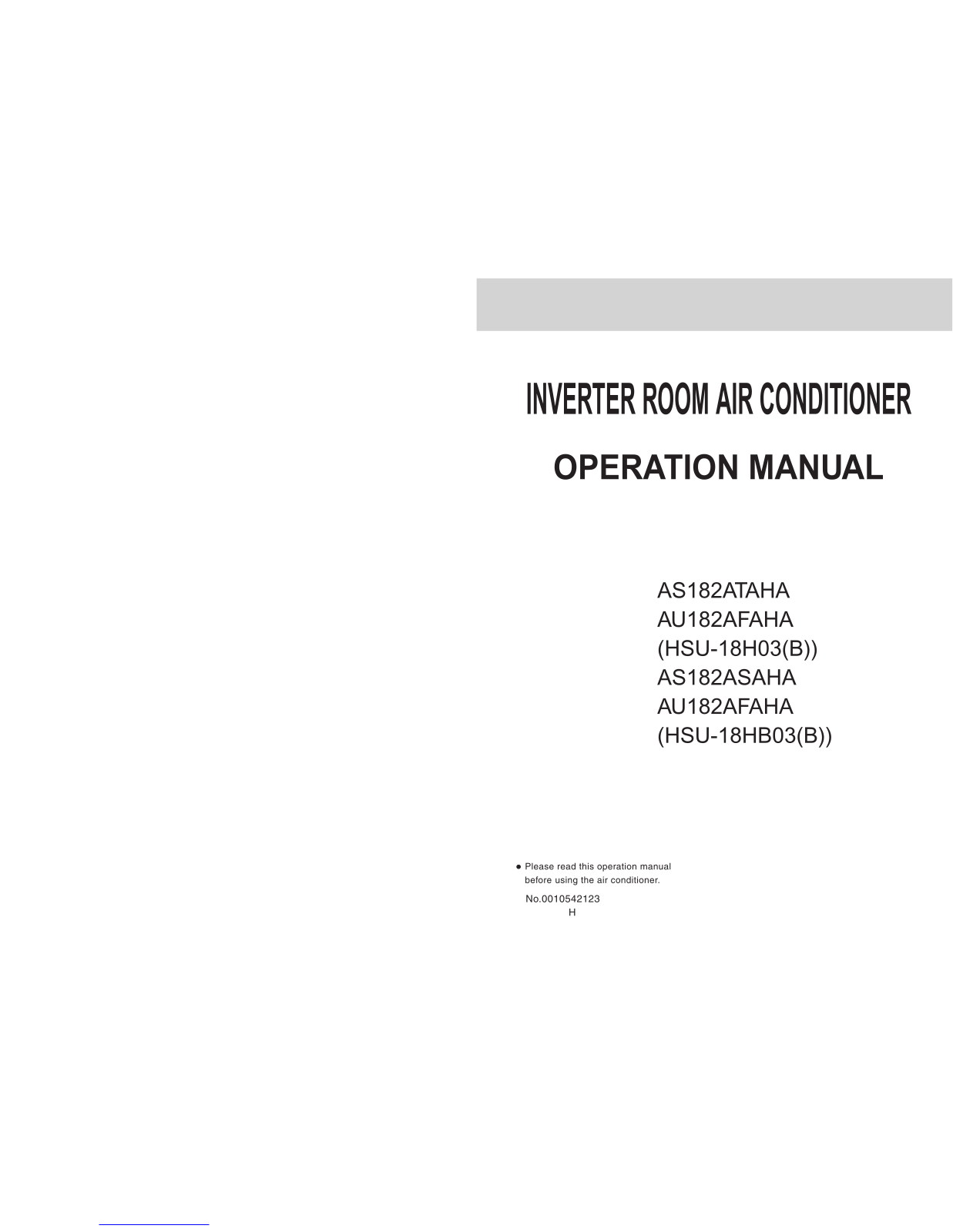 Haier AS182ASAHA user guide manual