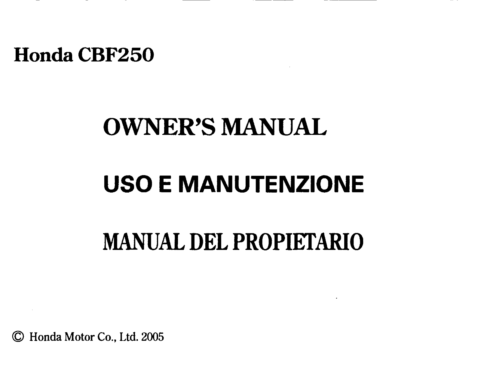 Honda CBF250 Owner's Manual