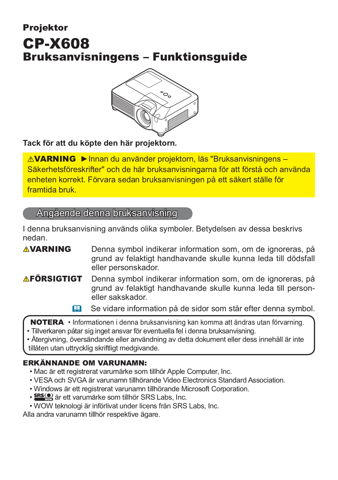 Hitachi CP-X608W User Manual