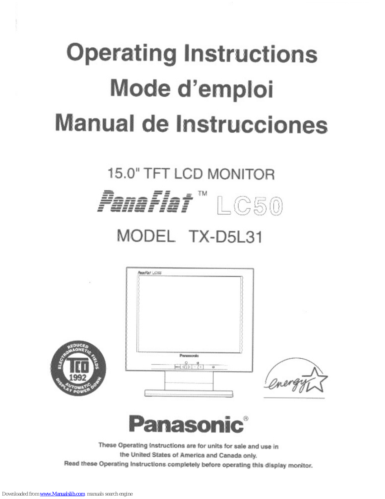 Panasonic PANAFLAT LC-50, PANAFLAT LC-50P, PANAFLAT LC-50SG, PANAFLAT LC-50S, TX-D5L31 User Manual