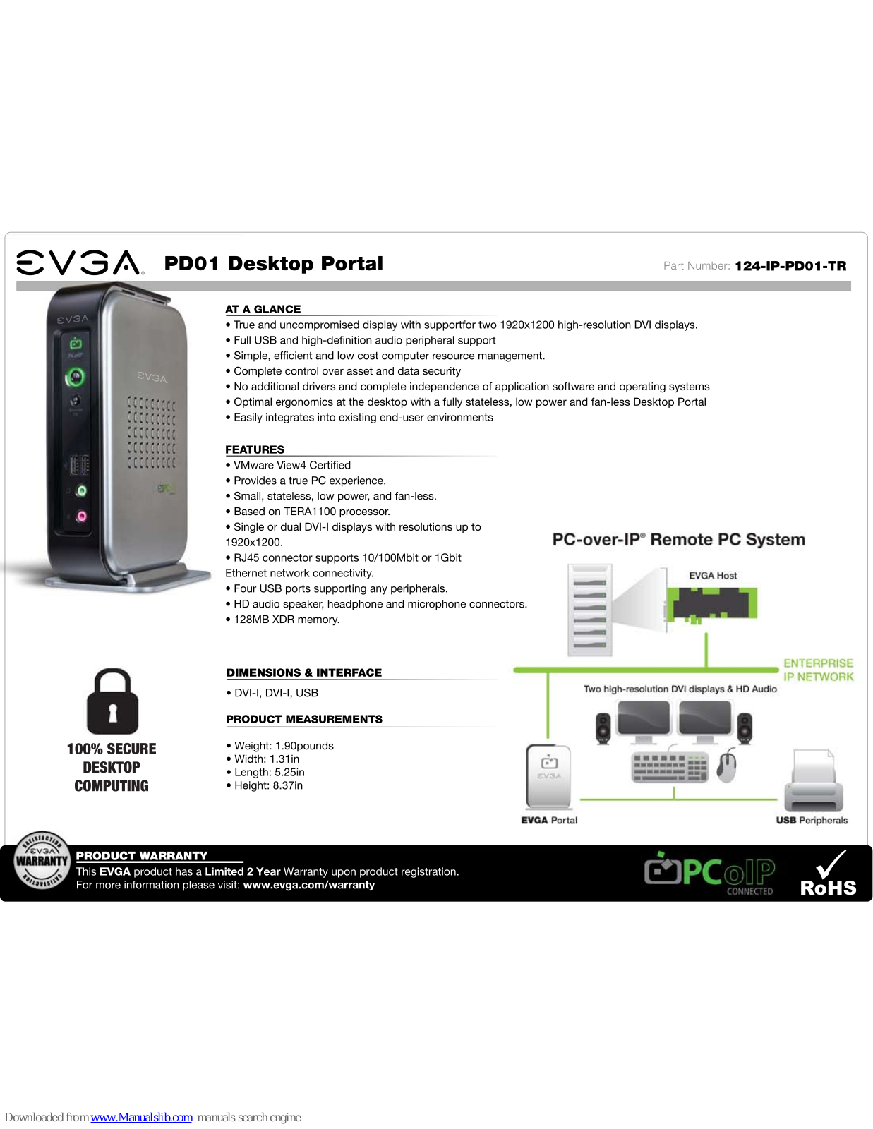 EVGA PD01, PCoIP Portal, 124-IP-PD01-TR Features - ManualMachine.com