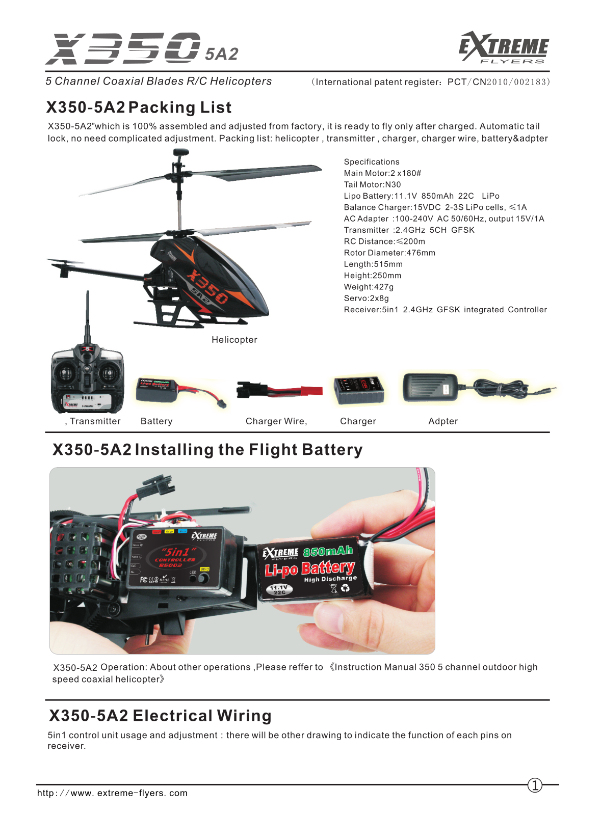 extreme flyers X350 5A2 User Manual