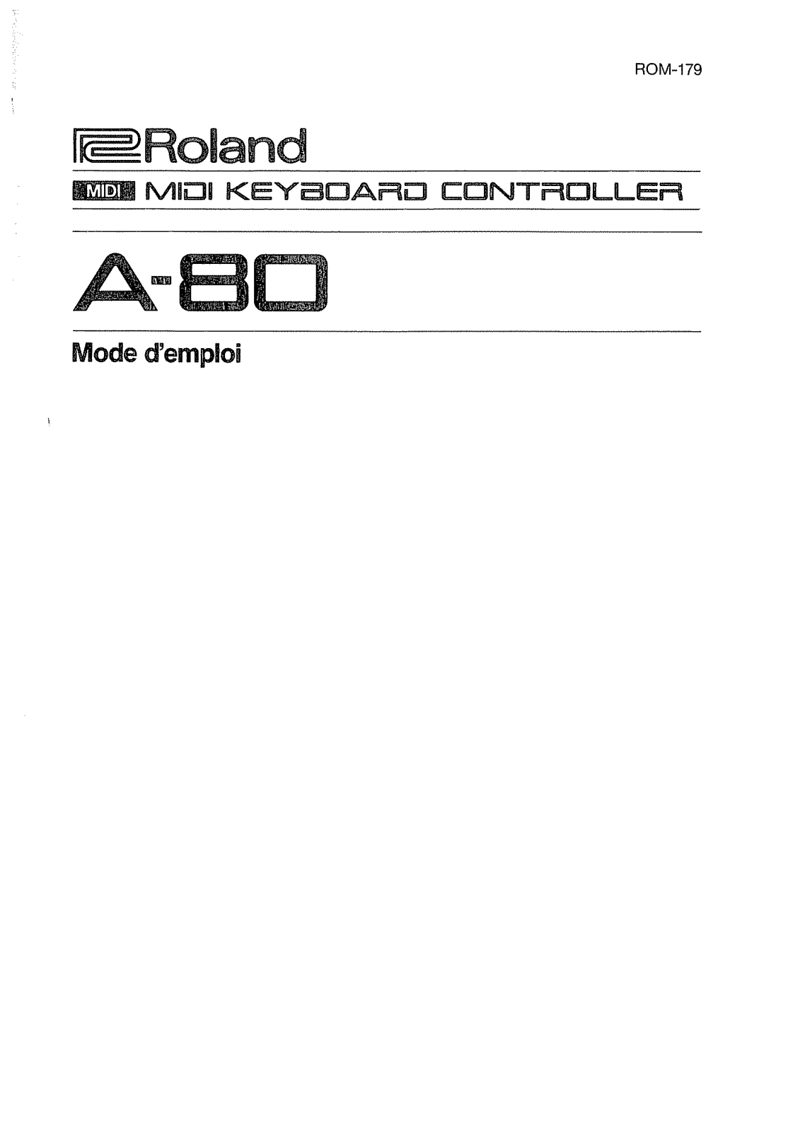 Roland A-80 User Manual