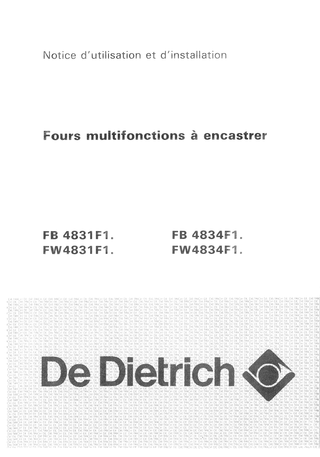 De dietrich FB4831F1, FW4834F1, FB4834F1, FW4831F1 User Manual