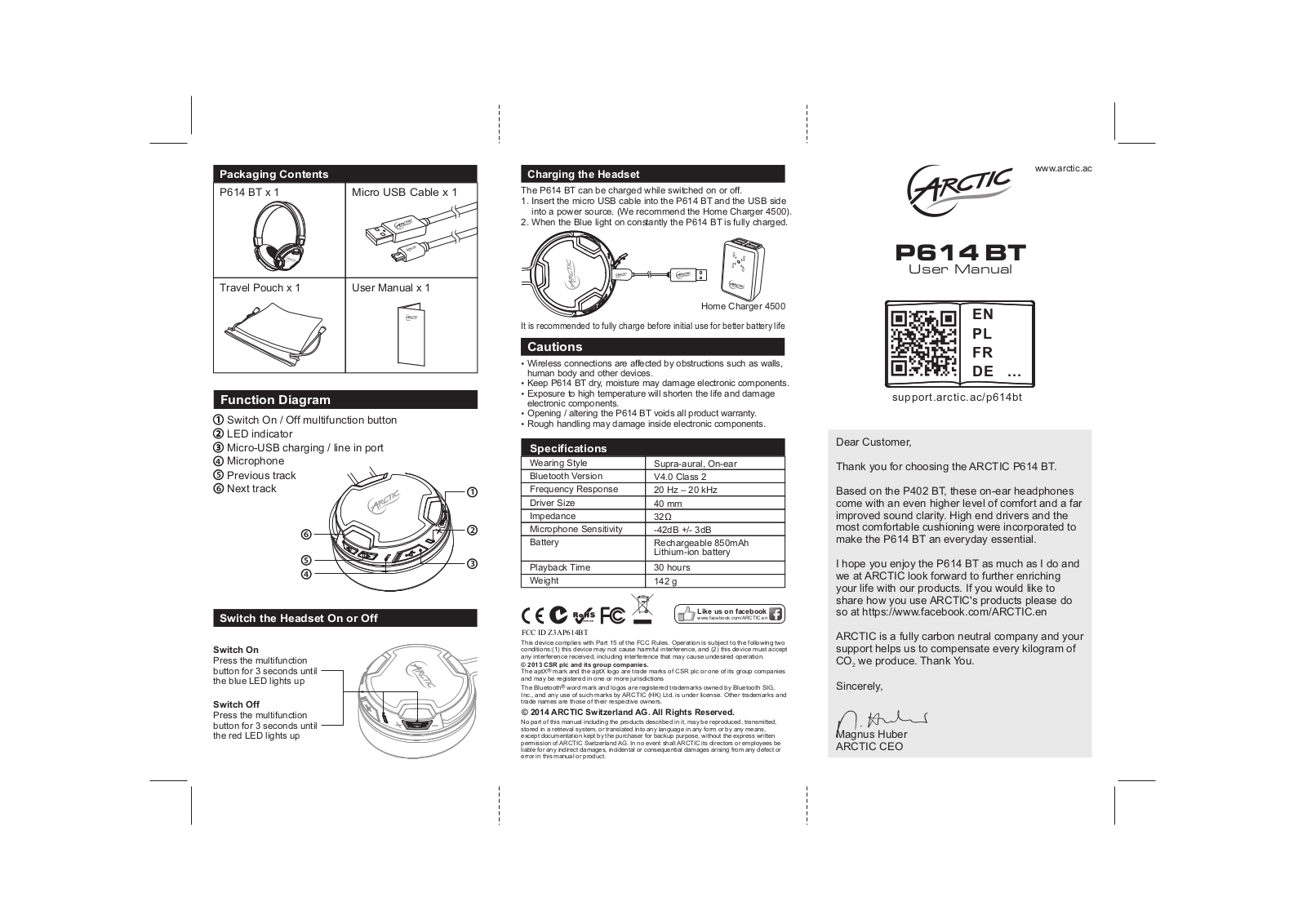 ARCTIC P614BT User Manual