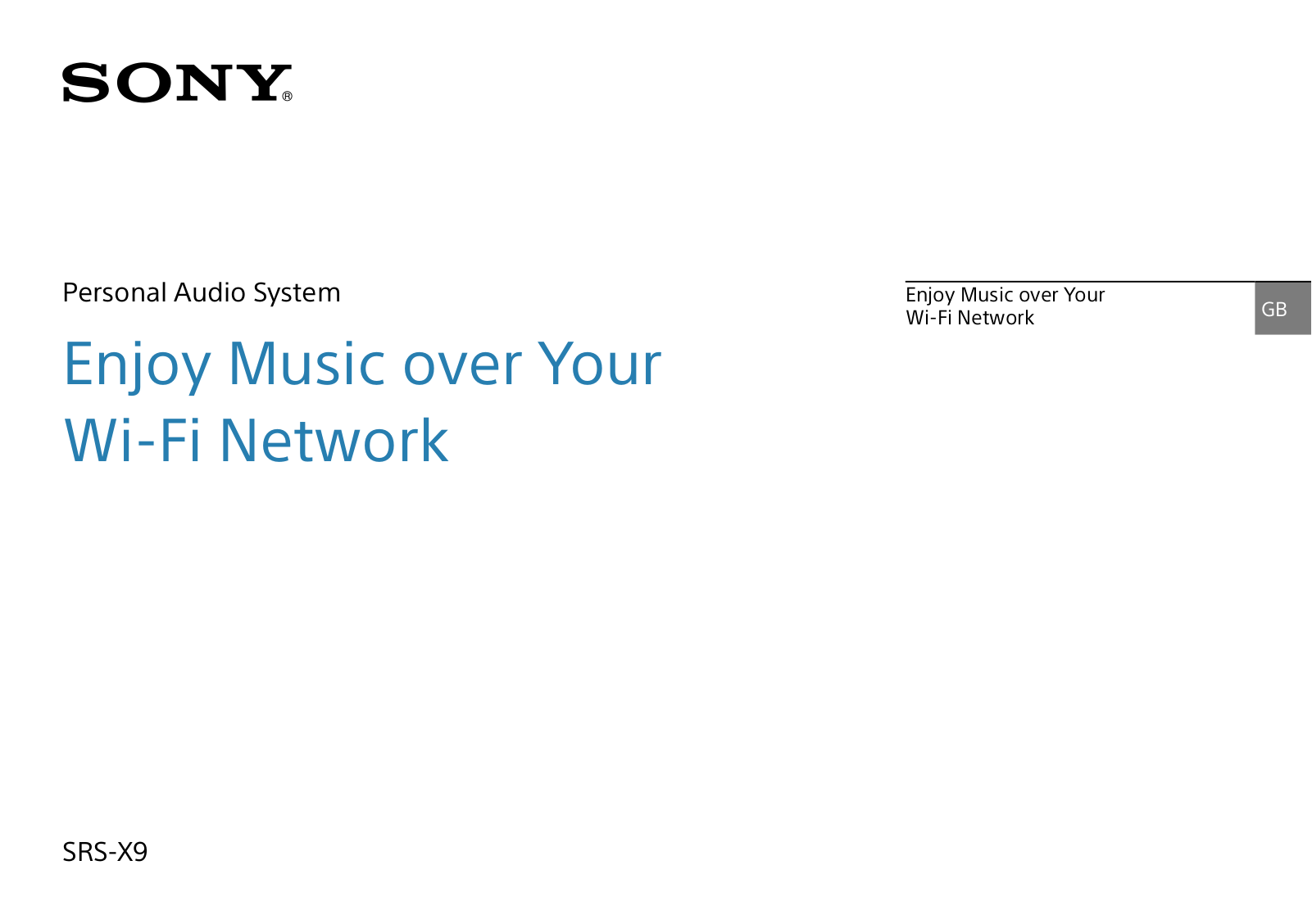 Sony SRS-X9 User Manual