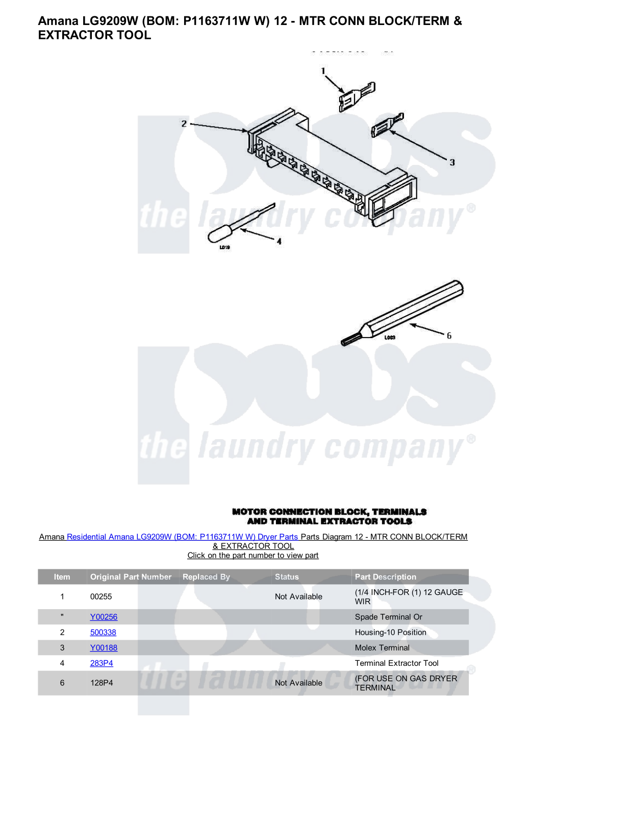 Amana LG9209W Parts Diagram