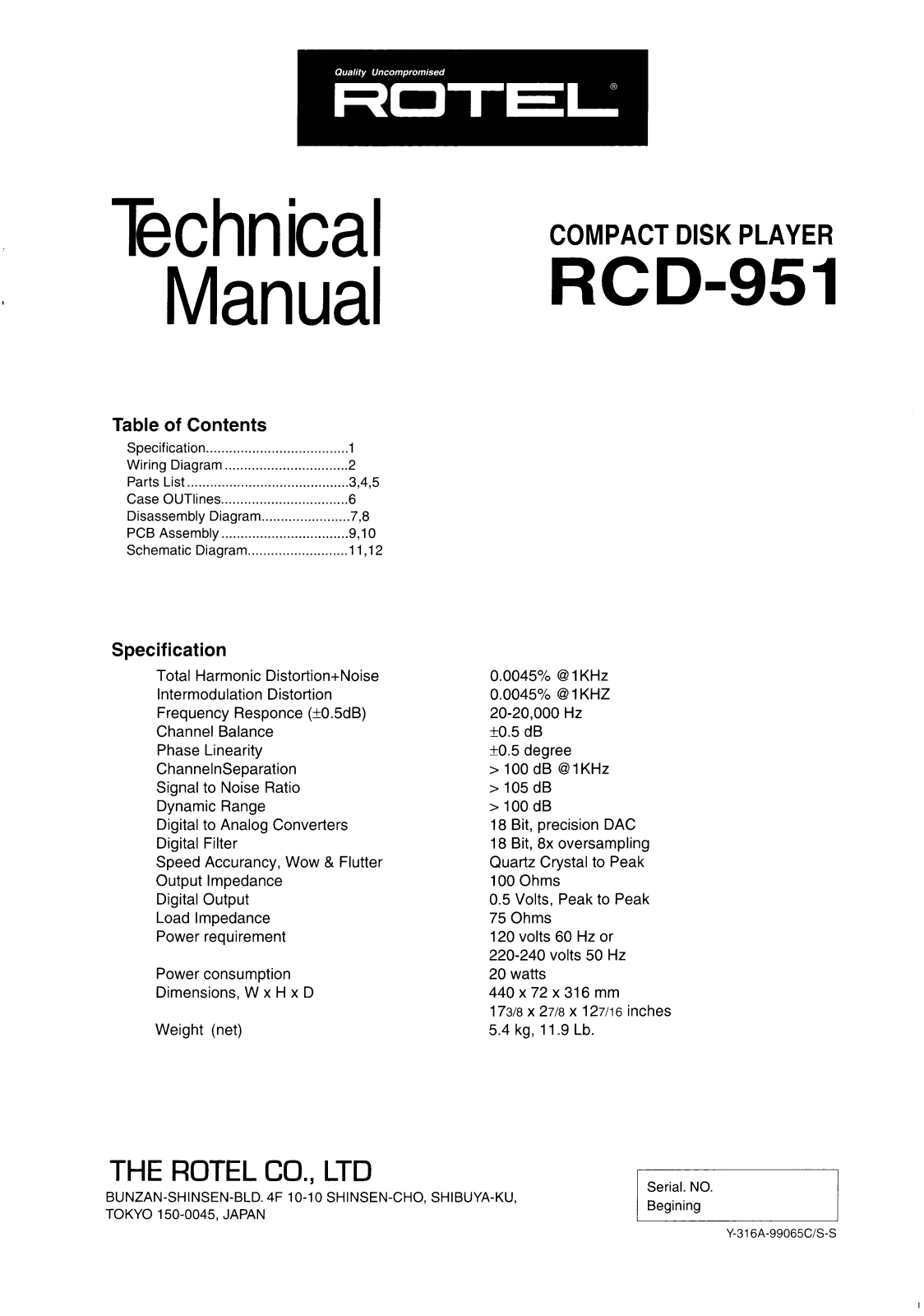 Rotel RCD-951 Service manual