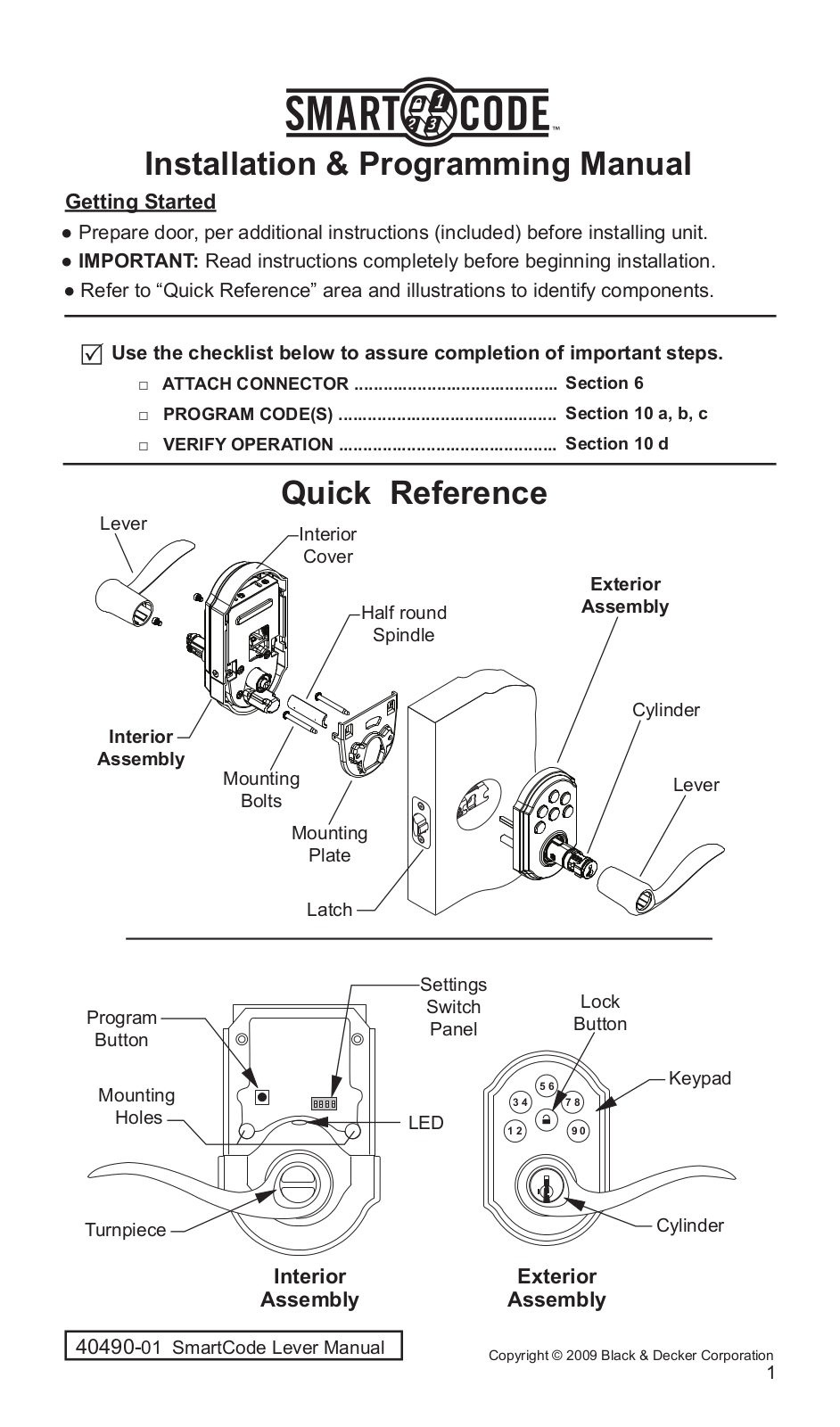 Kwikset SmartCode Lever User Manual