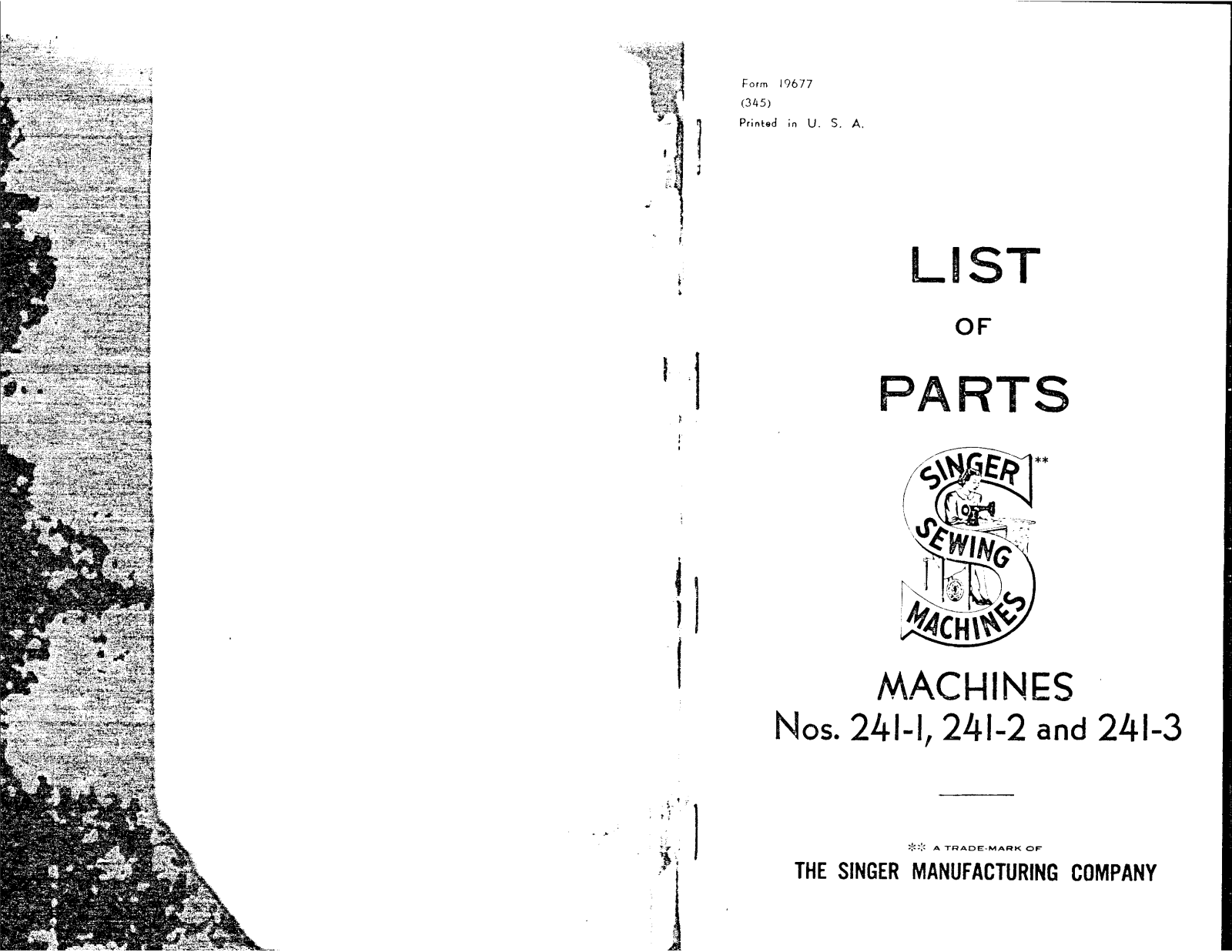 Singer 241-1, 241-3 User Manual