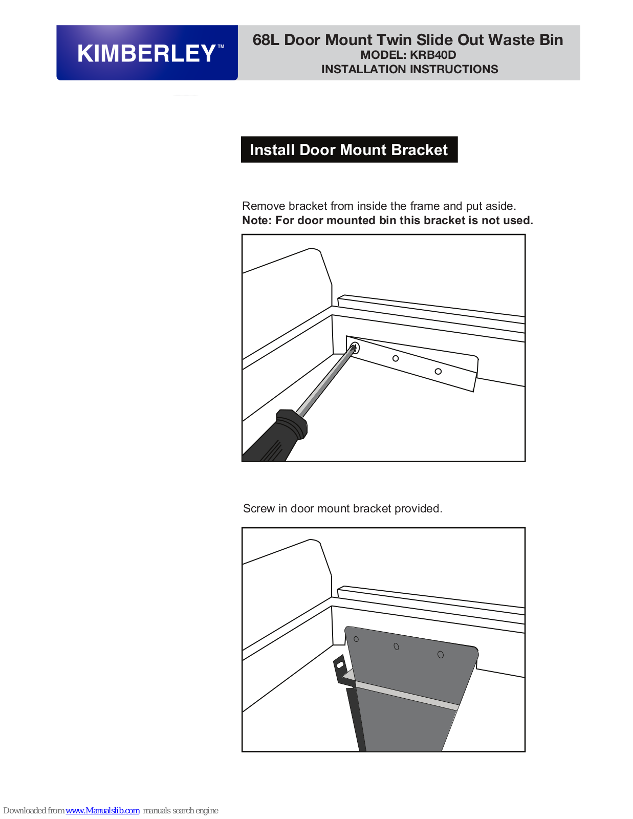 Kimberley KRB40D Installation Instructions Manual