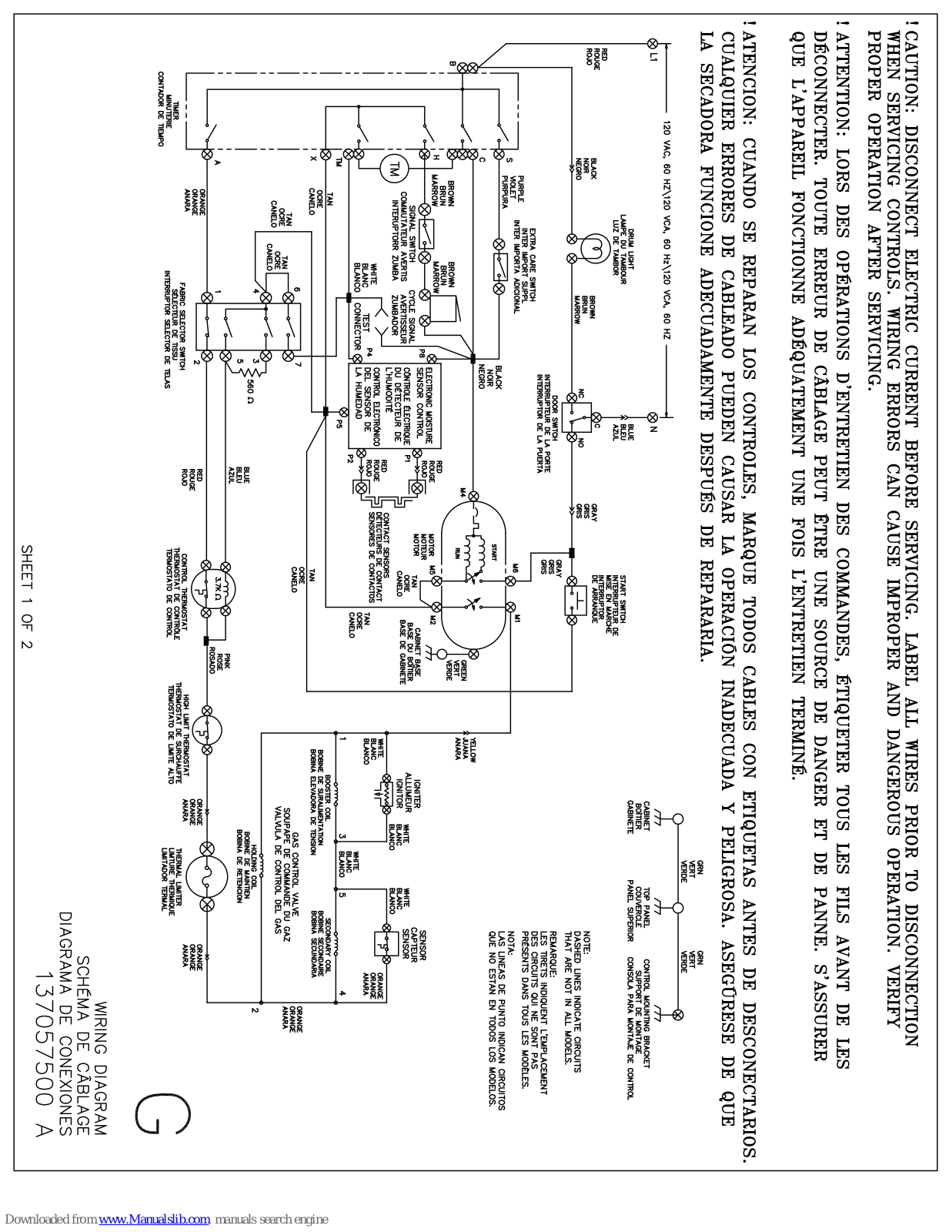 Frigidaire FRG5714KW - Gas Dryer w/ 4 Temps, FRG5714KW 4 Wiring Diagram