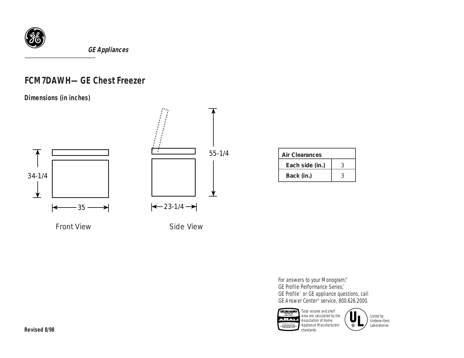 GE FCM7DAWH User Manual