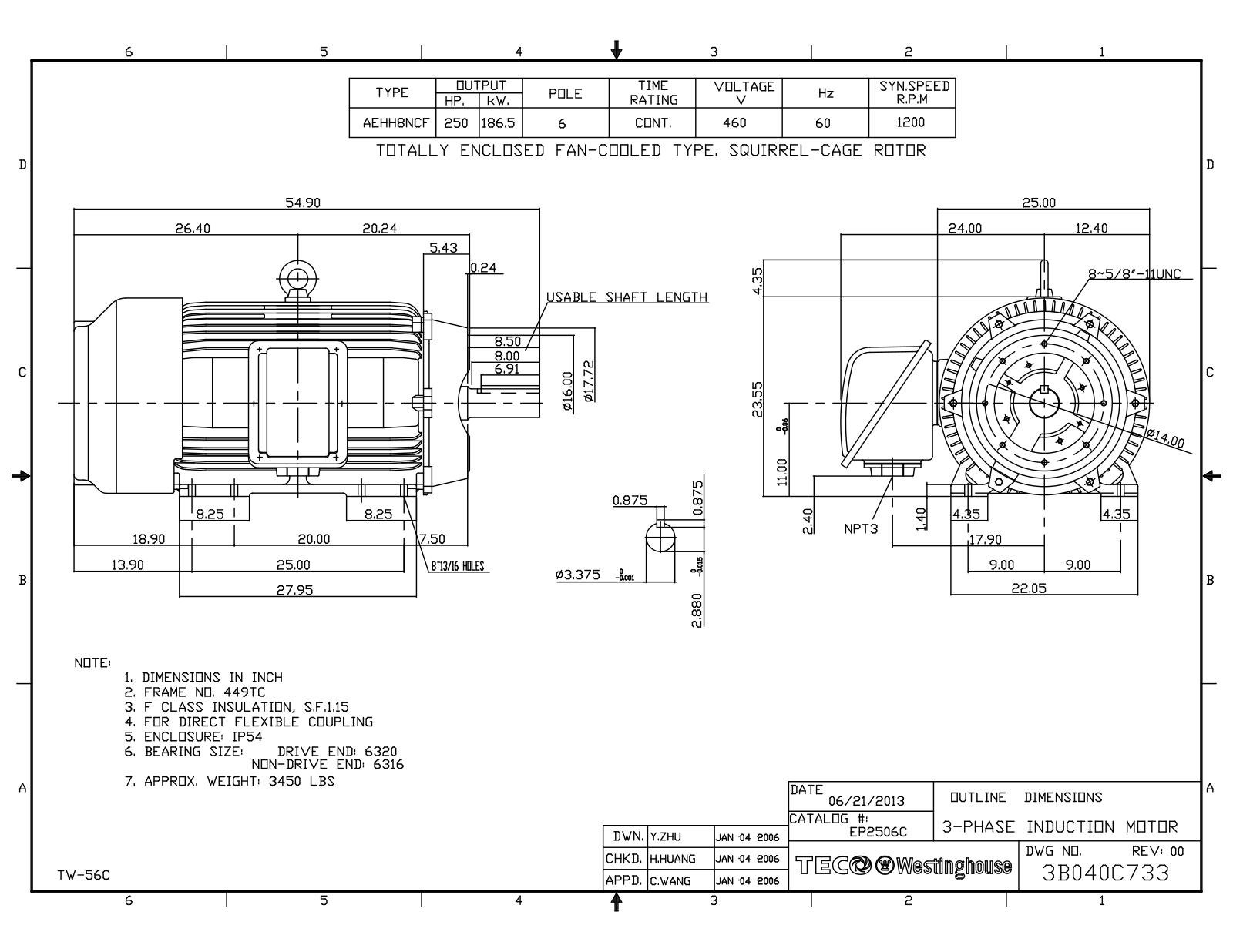 Teco EP2506C Reference Drawing