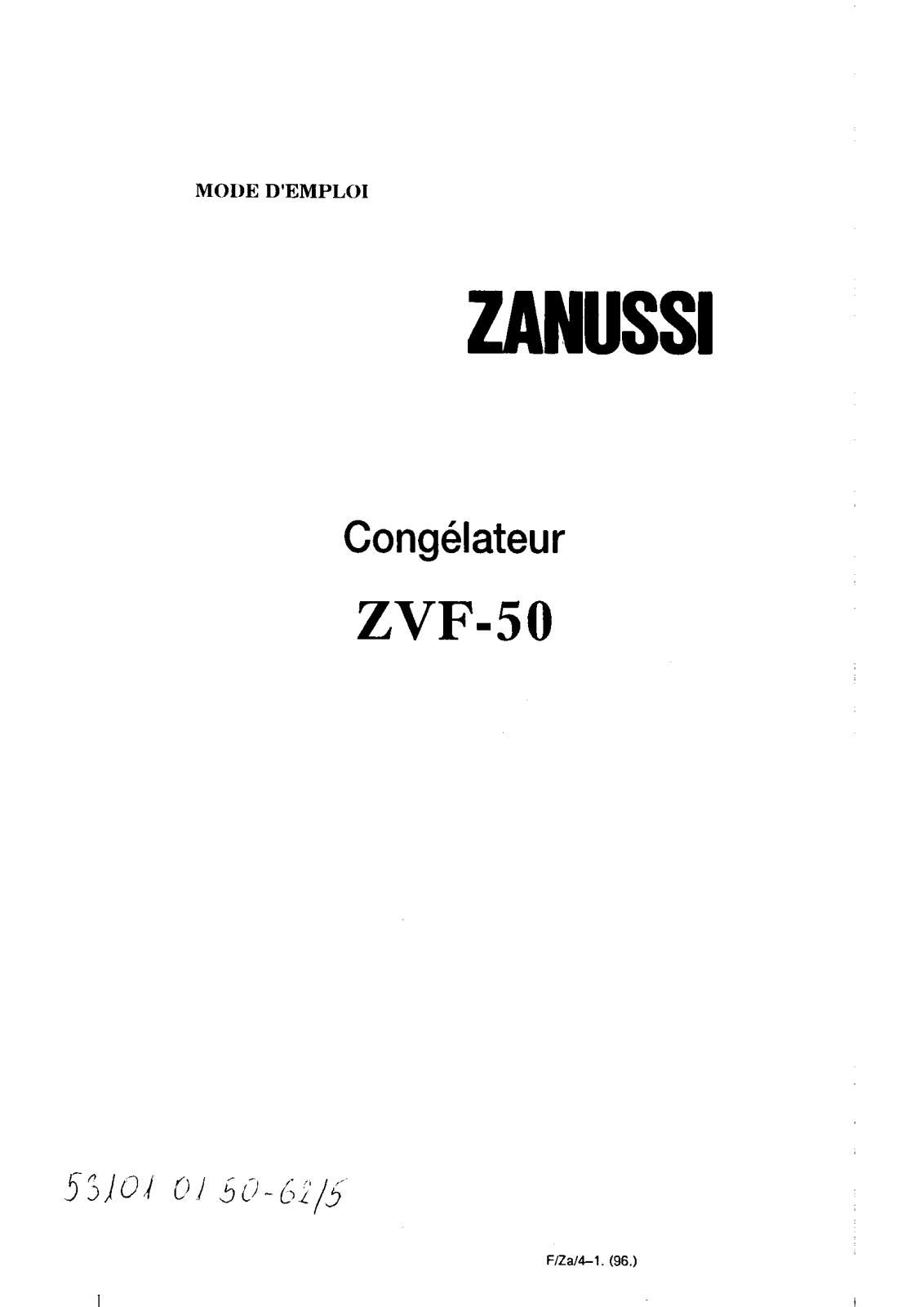 Zanussi ZVF50 Instruction Manual