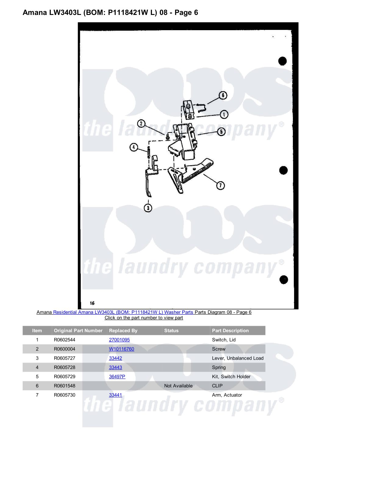 Amana LW3403L Parts Diagram